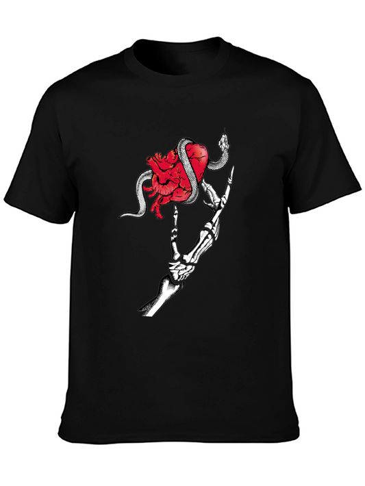 Heart & Snake Graphic Tee - Rocker Skeleton Hand