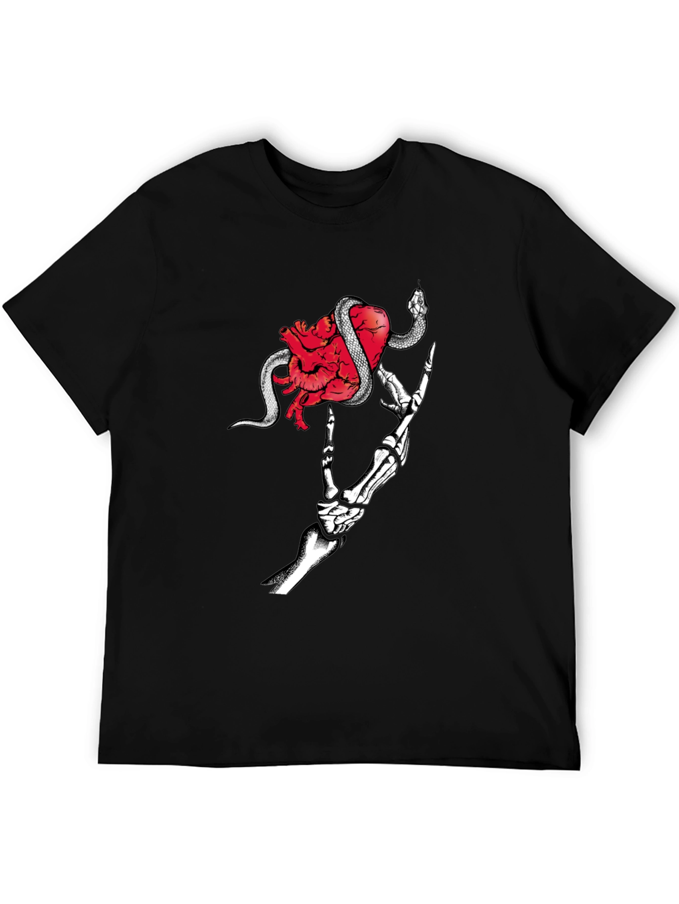 Heart & Snake Graphic Tee - Rocker Skeleton Hand