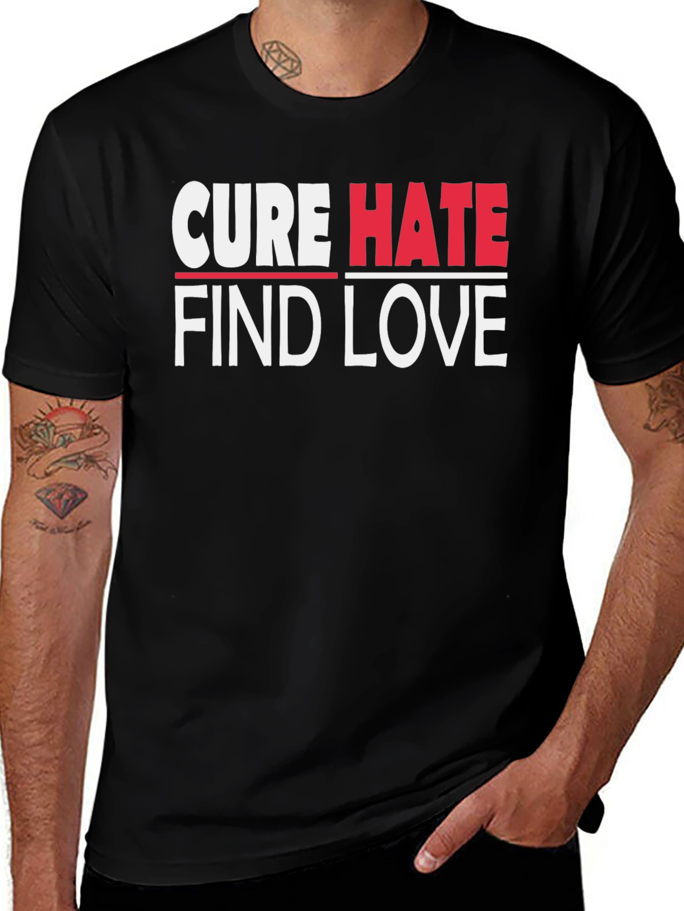 Cure Hate Find Love Graphic T-Shirt