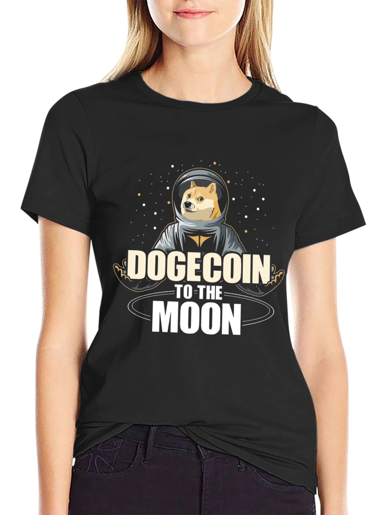 Dogecoin to the Moon Black T-Shirt
