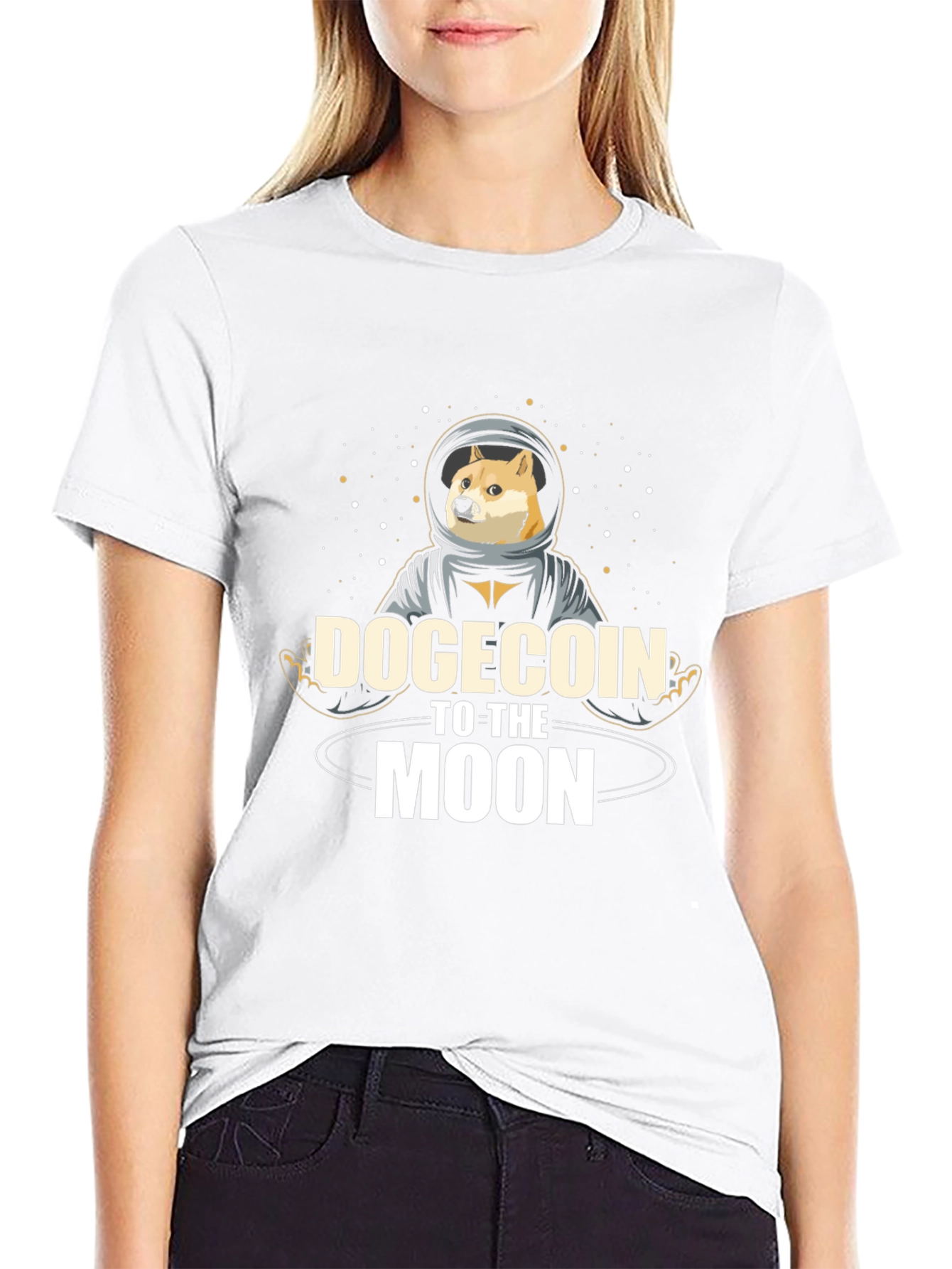 Dogecoin to the Moon Black T-Shirt