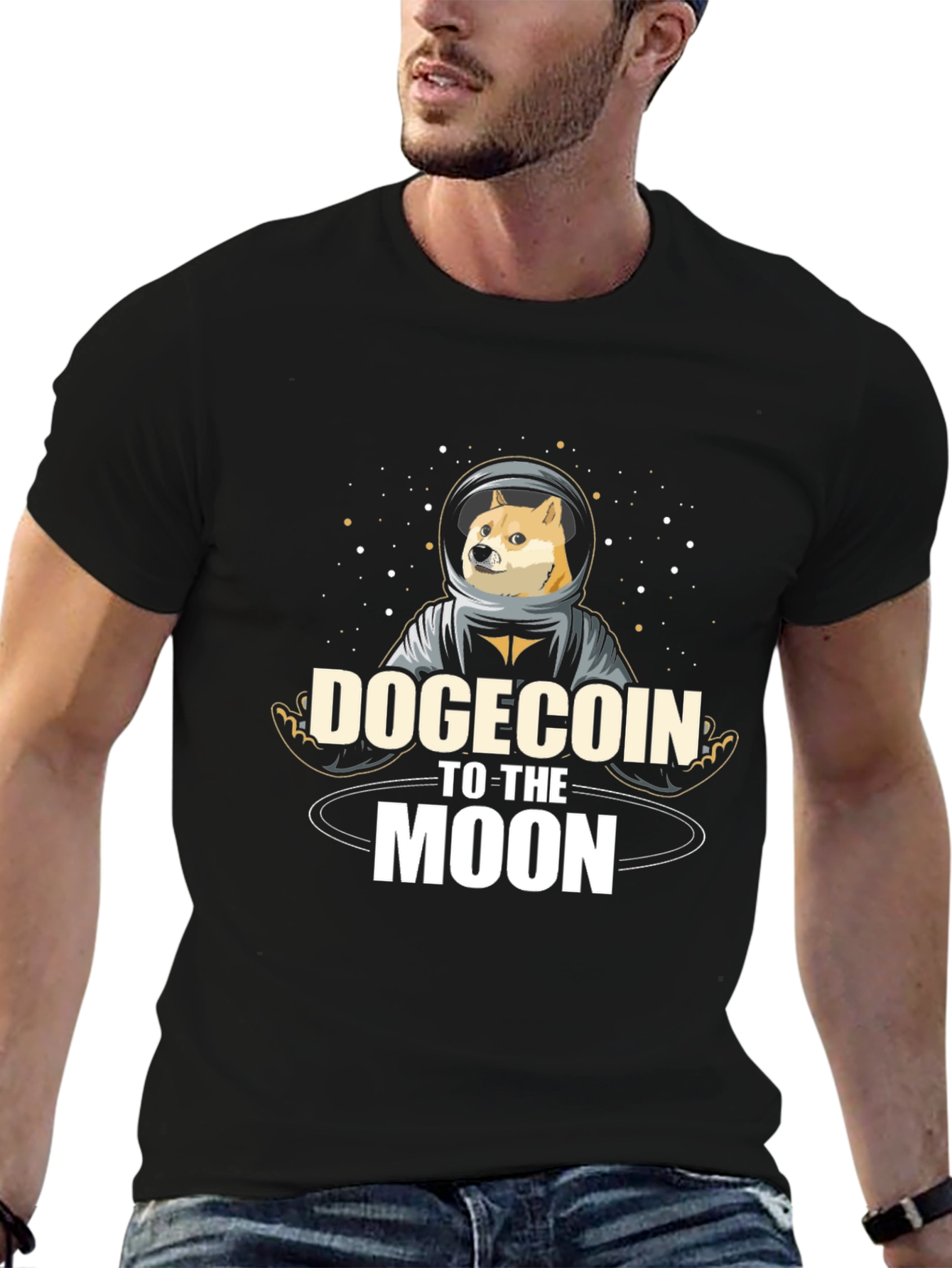 Dogecoin to the Moon Black T-Shirt