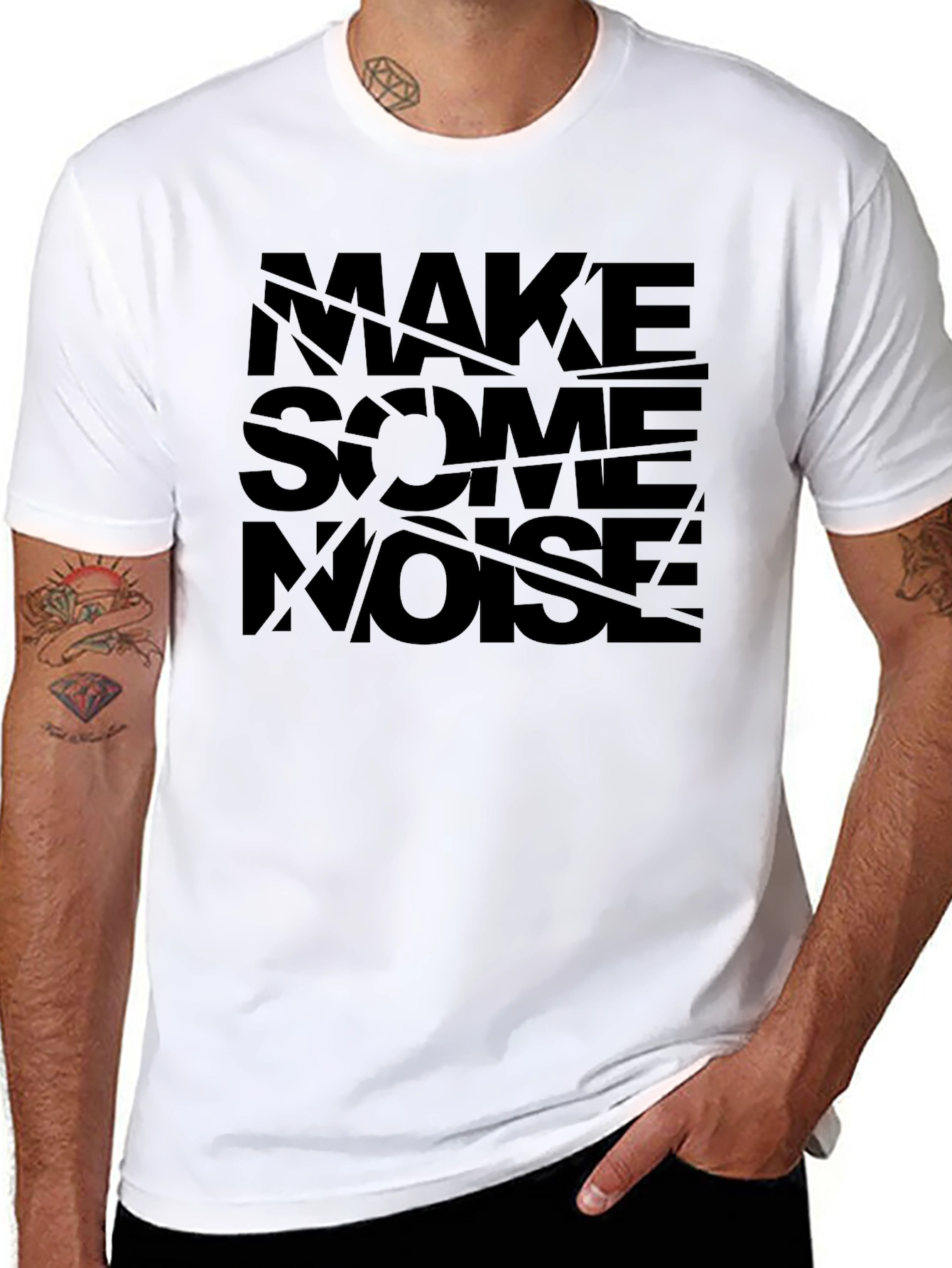 Make Some Noise Graphic Tee - Black Cotton T-Shirt