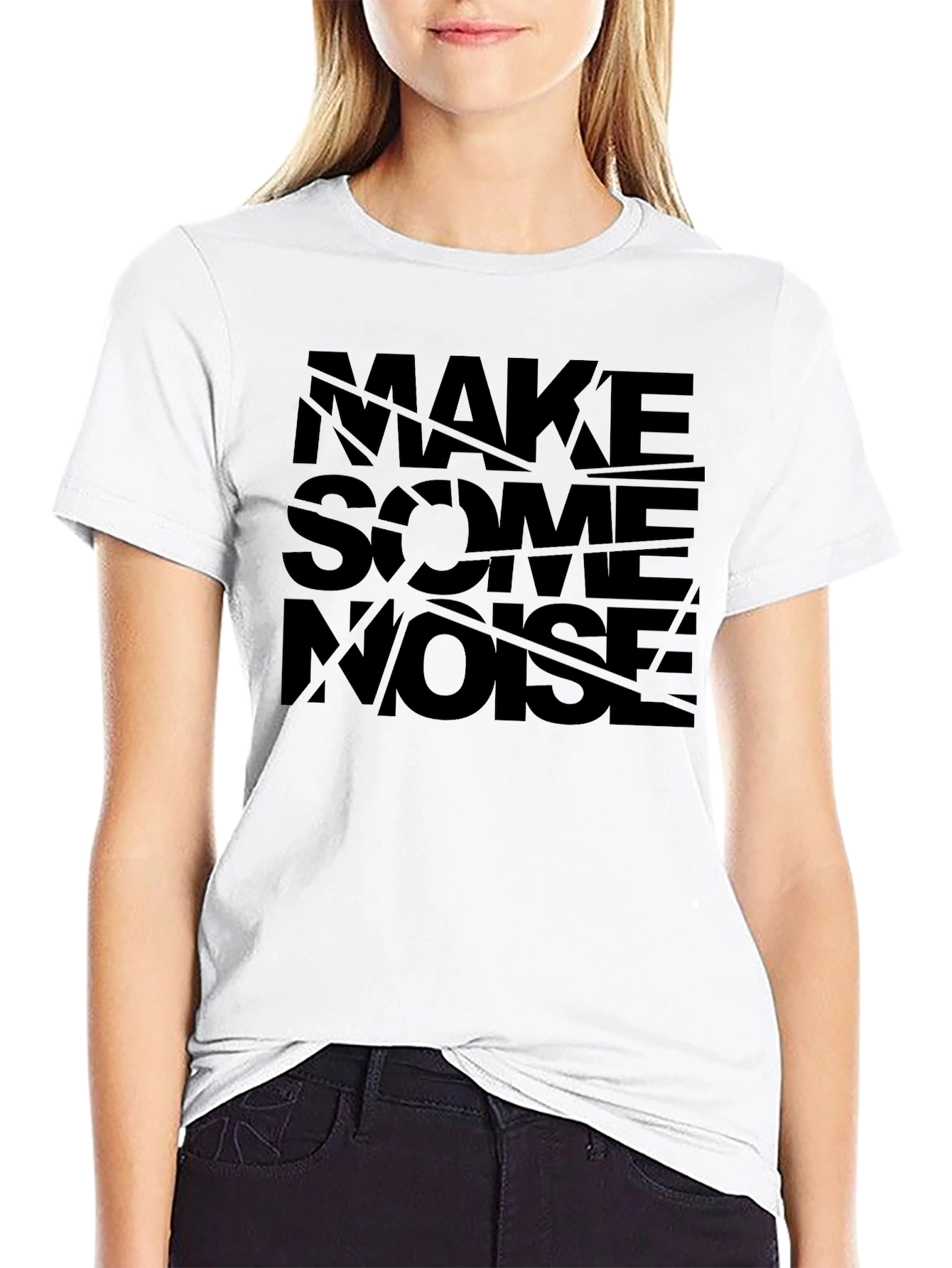 Make Some Noise Graphic Tee - Black Cotton T-Shirt