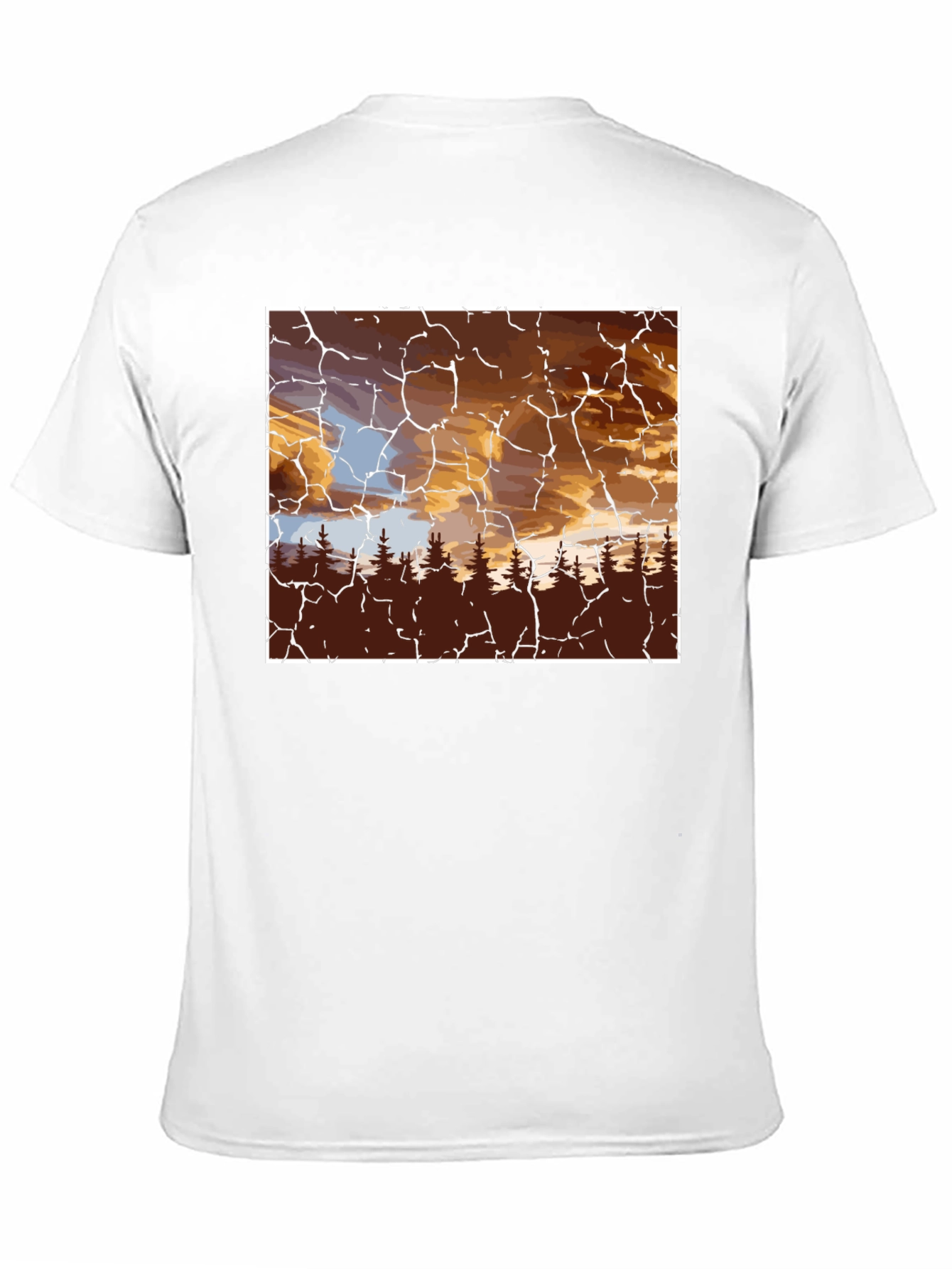 Sunset Forest Graphic Tee - Unique Crackle Design