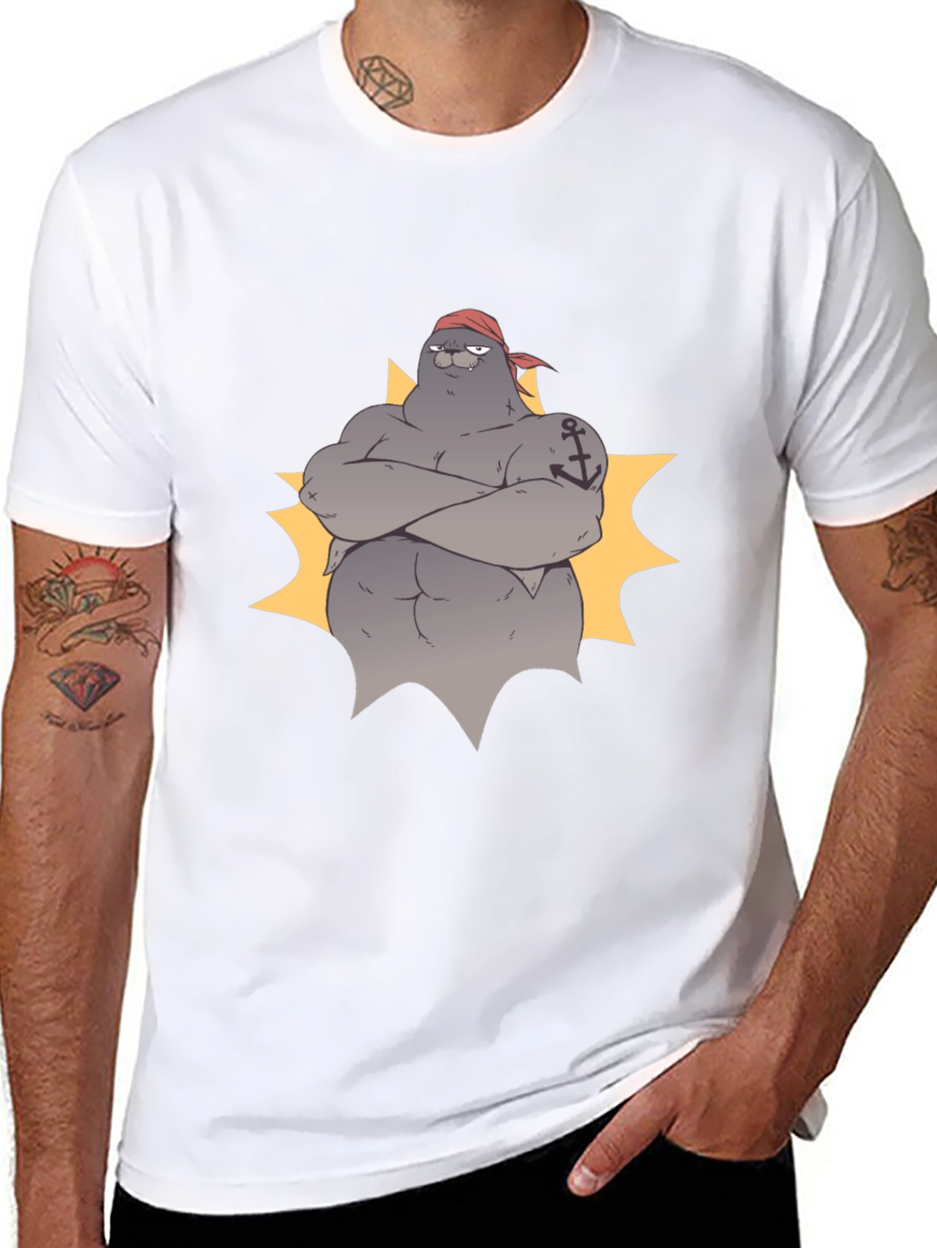 Pirate Seal Graphic Tee - Black Cotton T-Shirt
