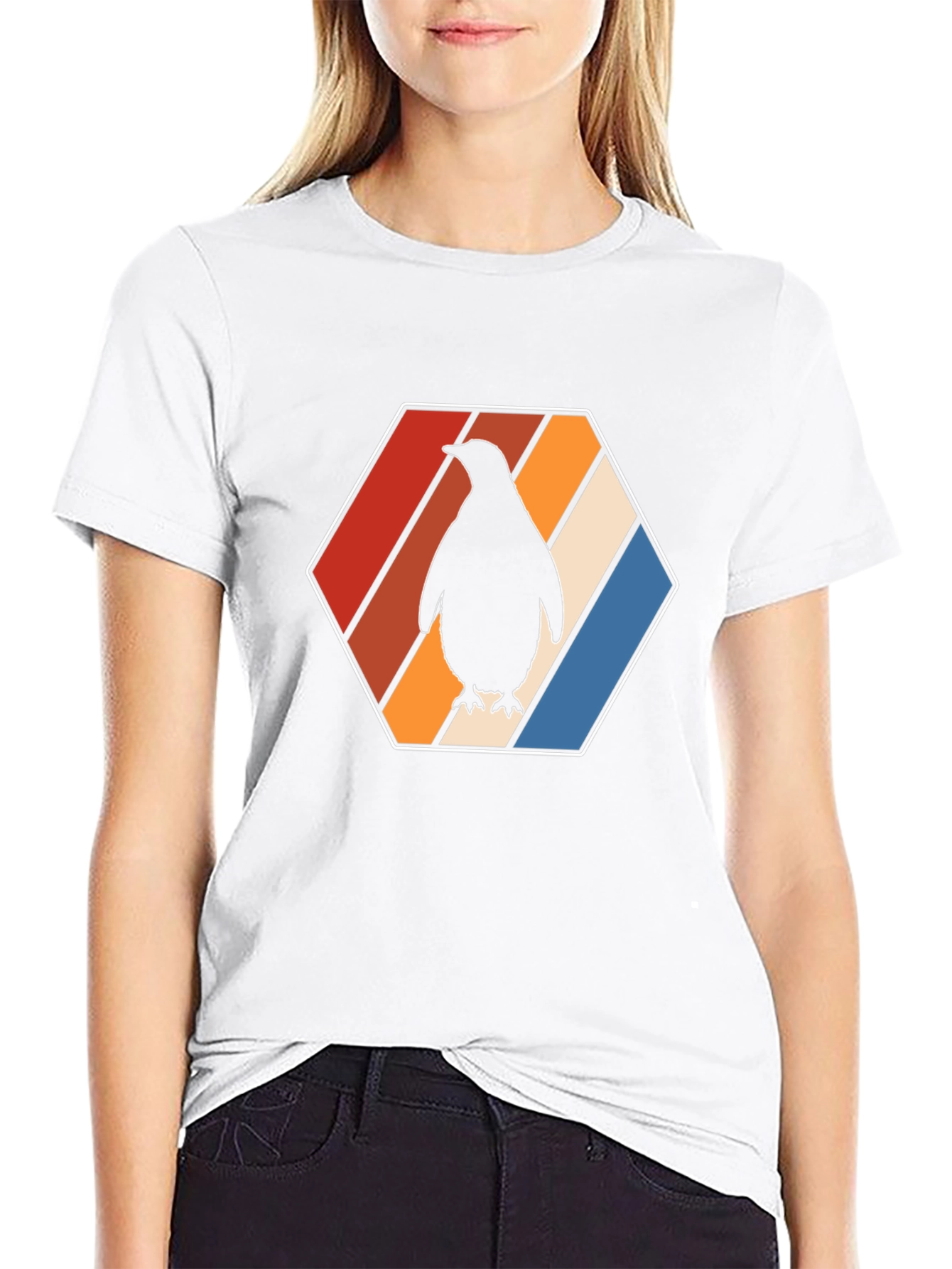 Retro Penguin T-Shirt - Cool Hexagon Design