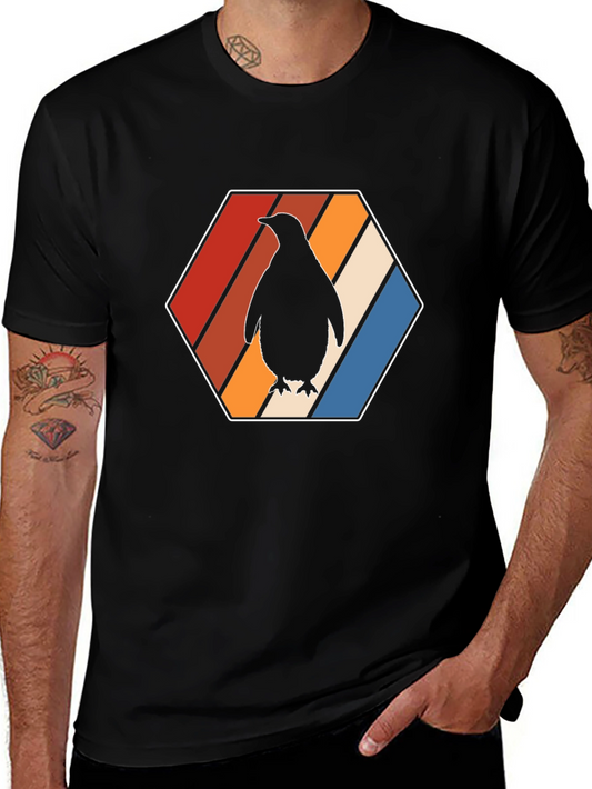 Retro Penguin T-Shirt - Cool Hexagon Design