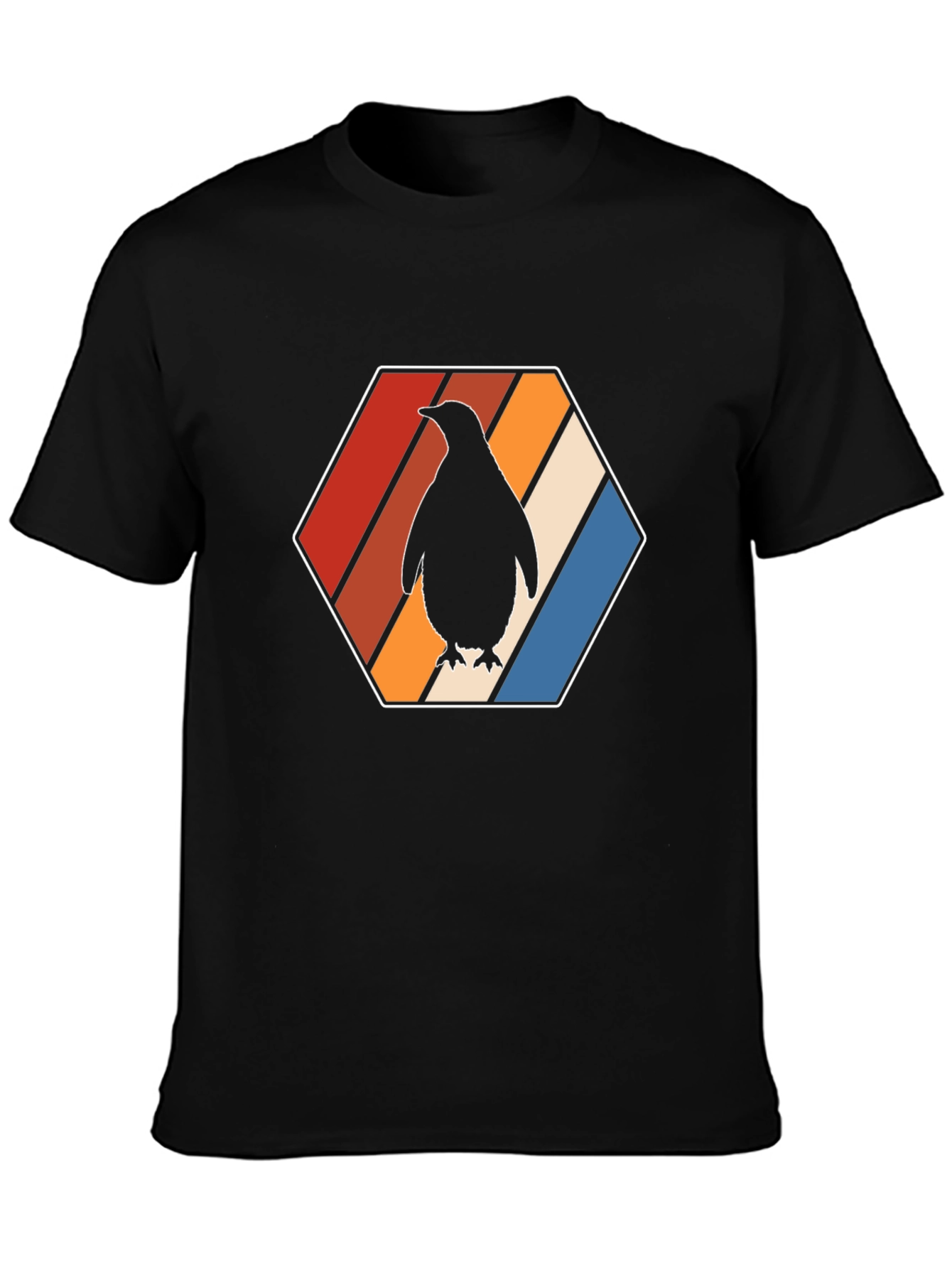 Retro Penguin T-Shirt - Cool Hexagon Design