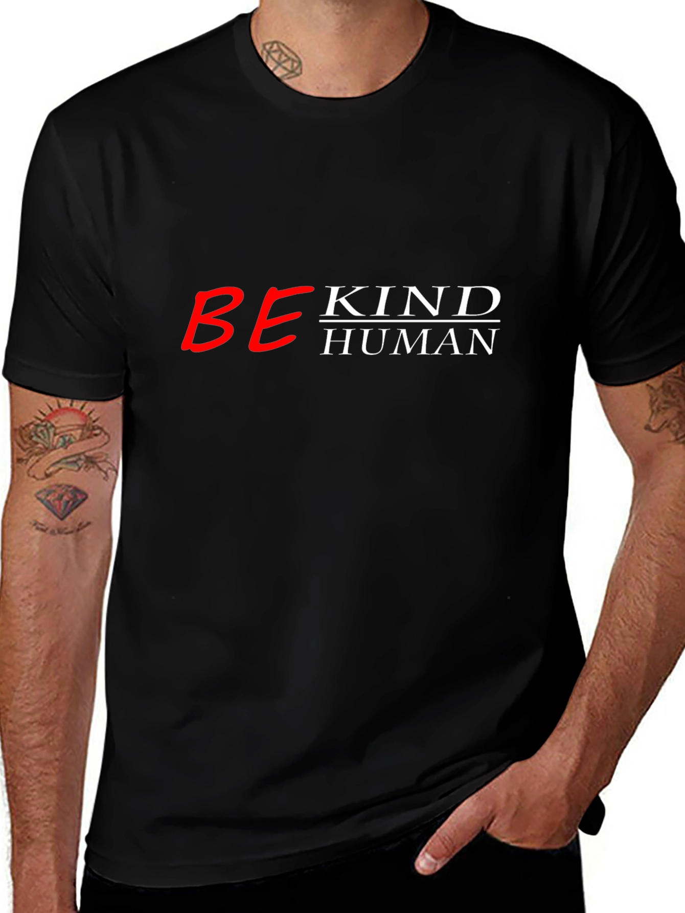 Be Kind Human Black Graphic Tee