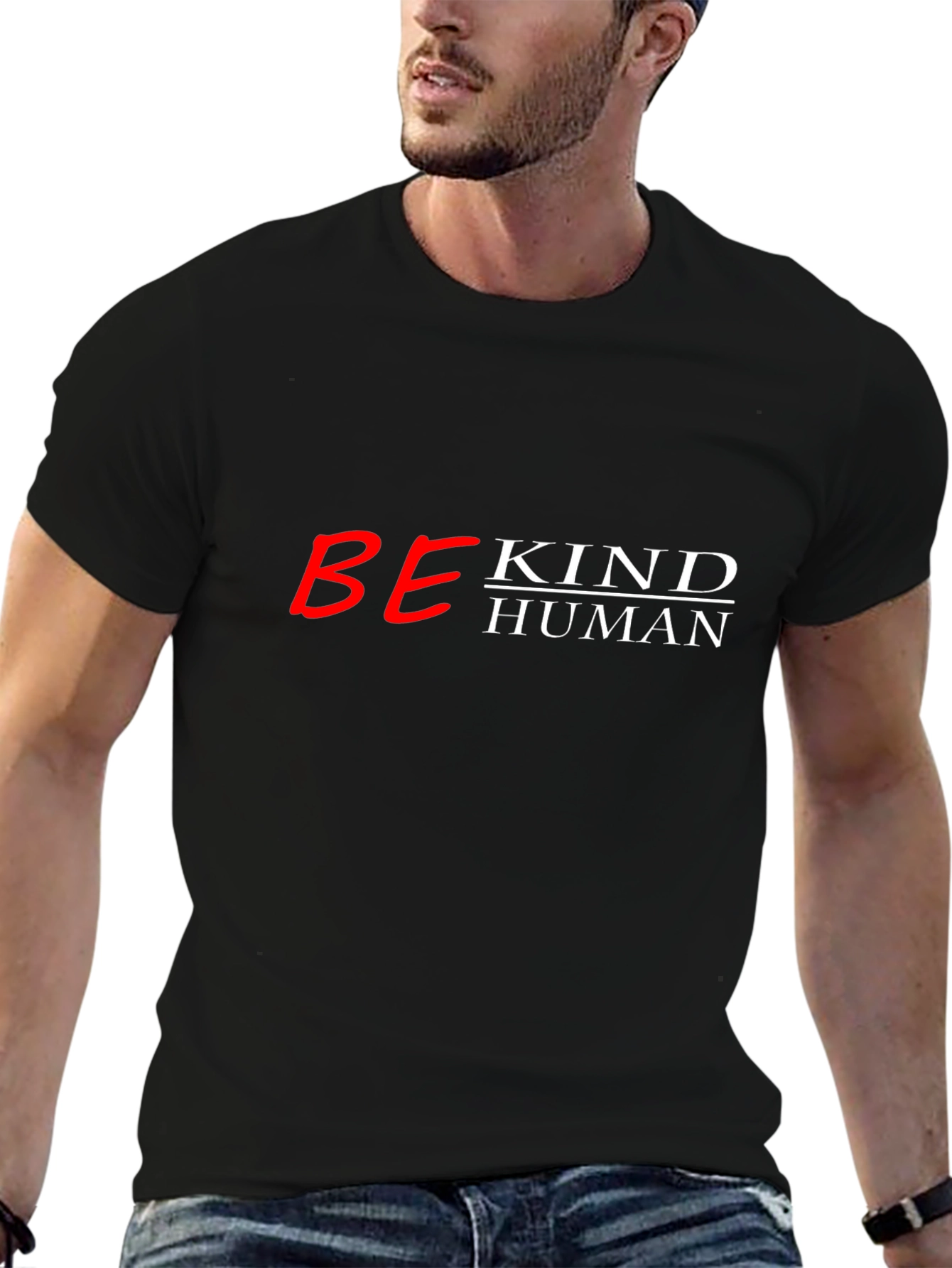 Be Kind Human Black Graphic Tee