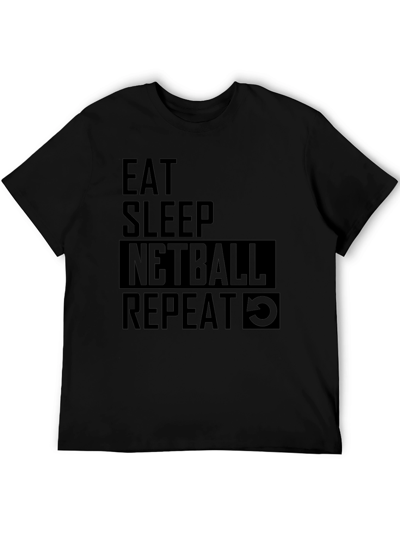 Eat Sleep Netball Repeat Black T-Shirt