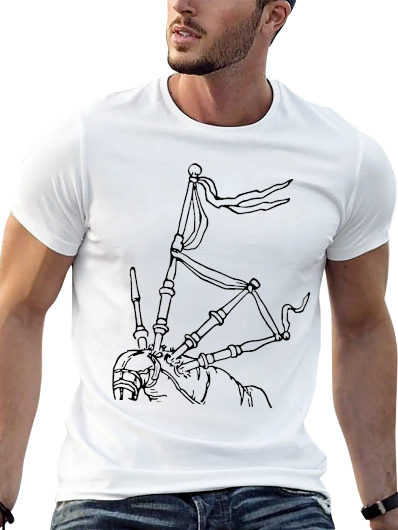 Bagpipe Graphic Tee - Black Cotton Comfort