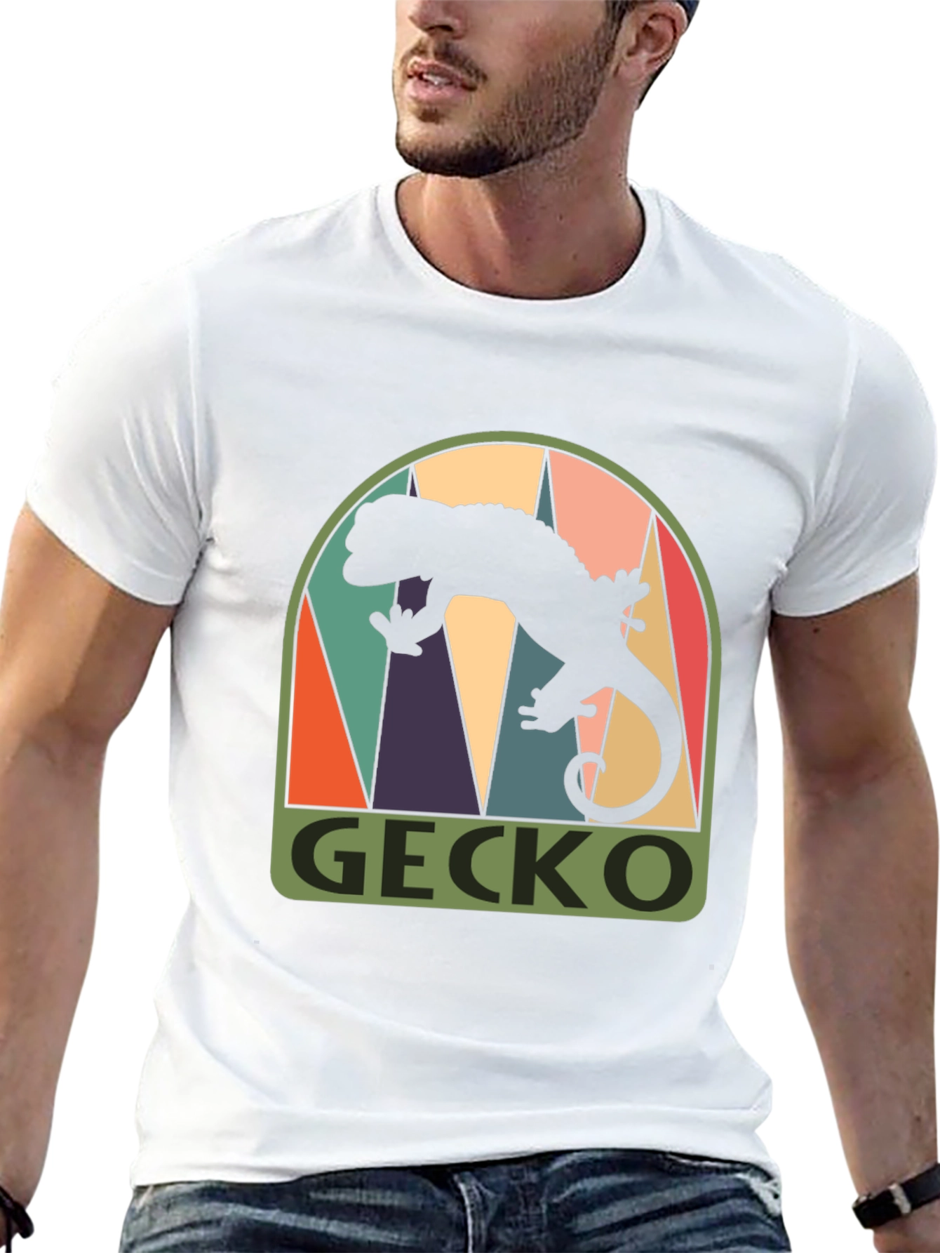 Retro Gecko Graphic Tee - Cool Black T-Shirt