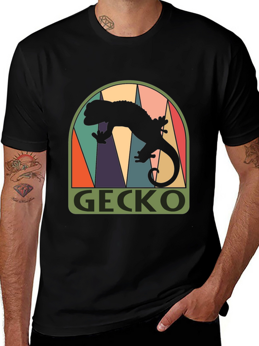 Retro Gecko Graphic Tee - Cool Black T-Shirt