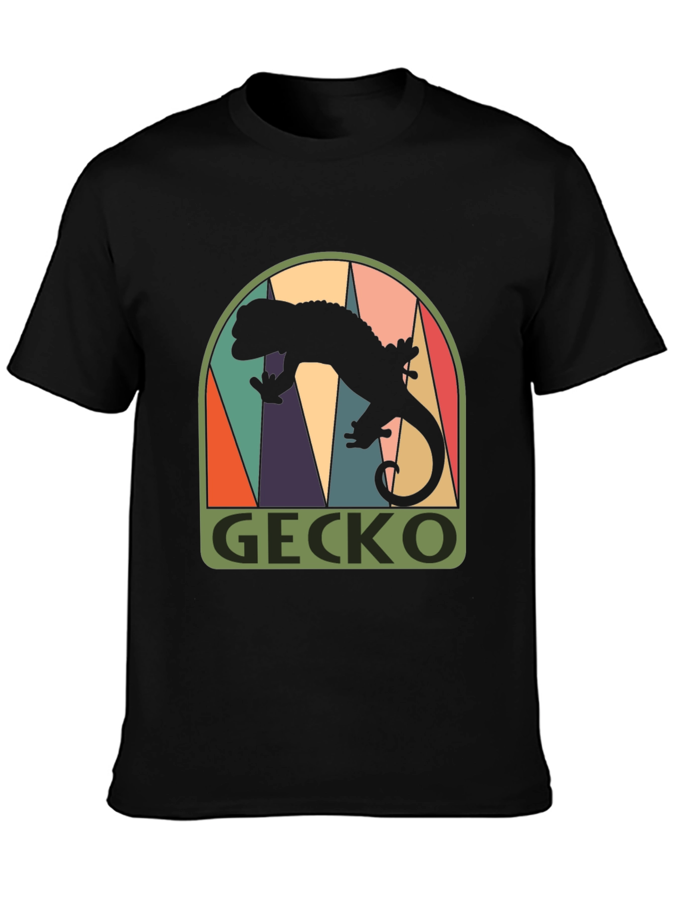 Retro Gecko Graphic Tee - Cool Black T-Shirt