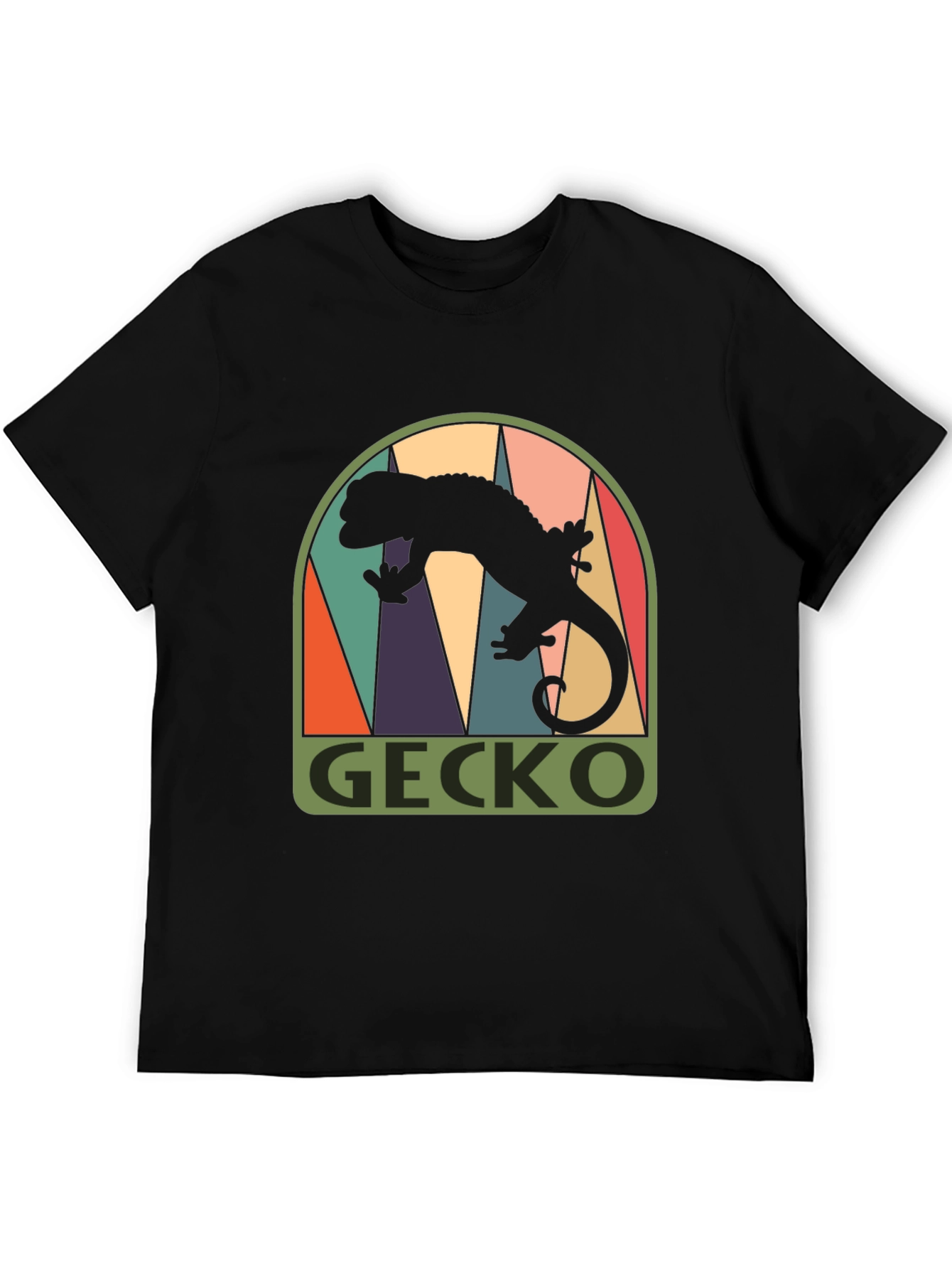 Retro Gecko Graphic Tee - Cool Black T-Shirt