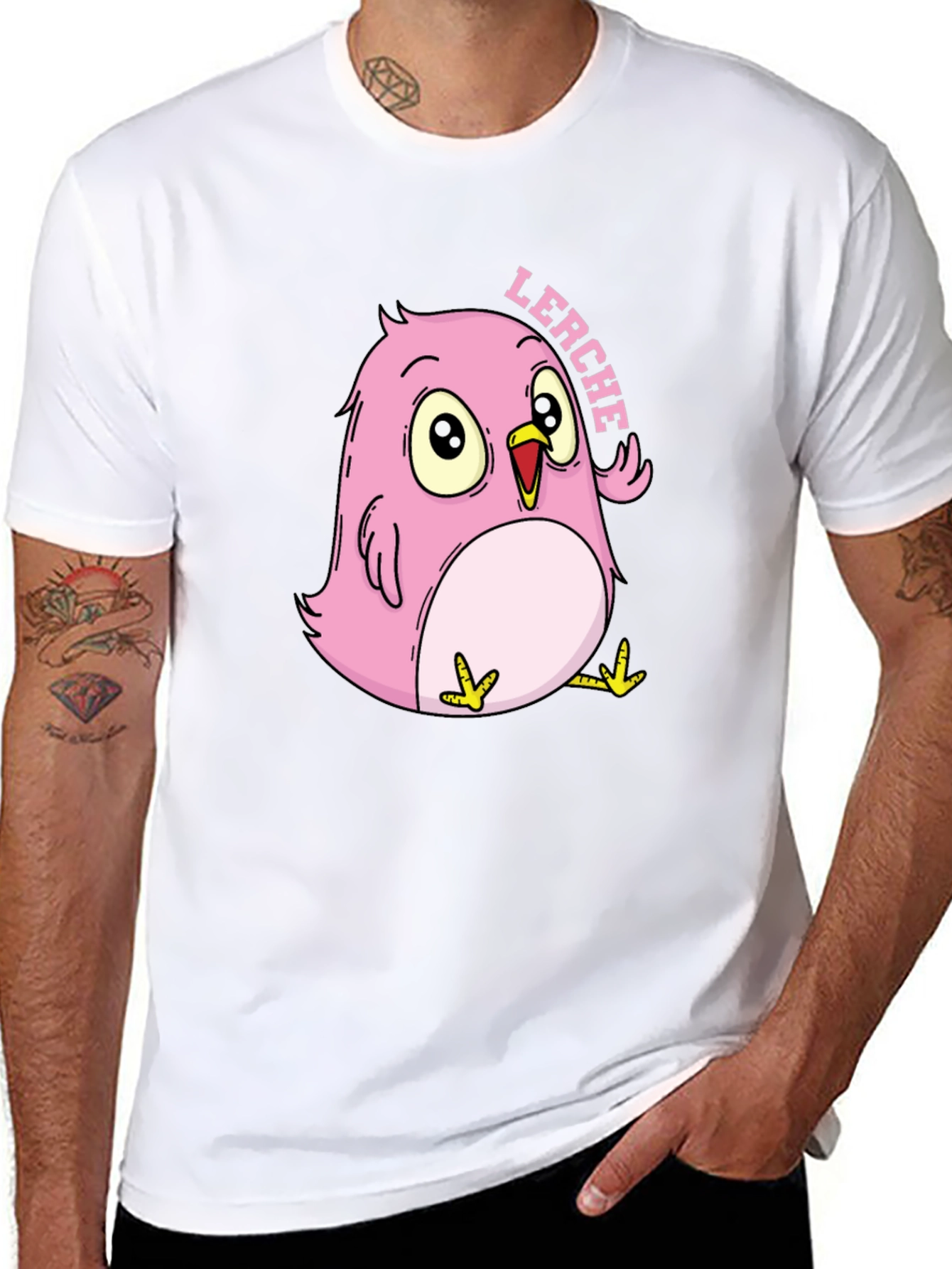 Pink Cartoon Bird T-Shirt