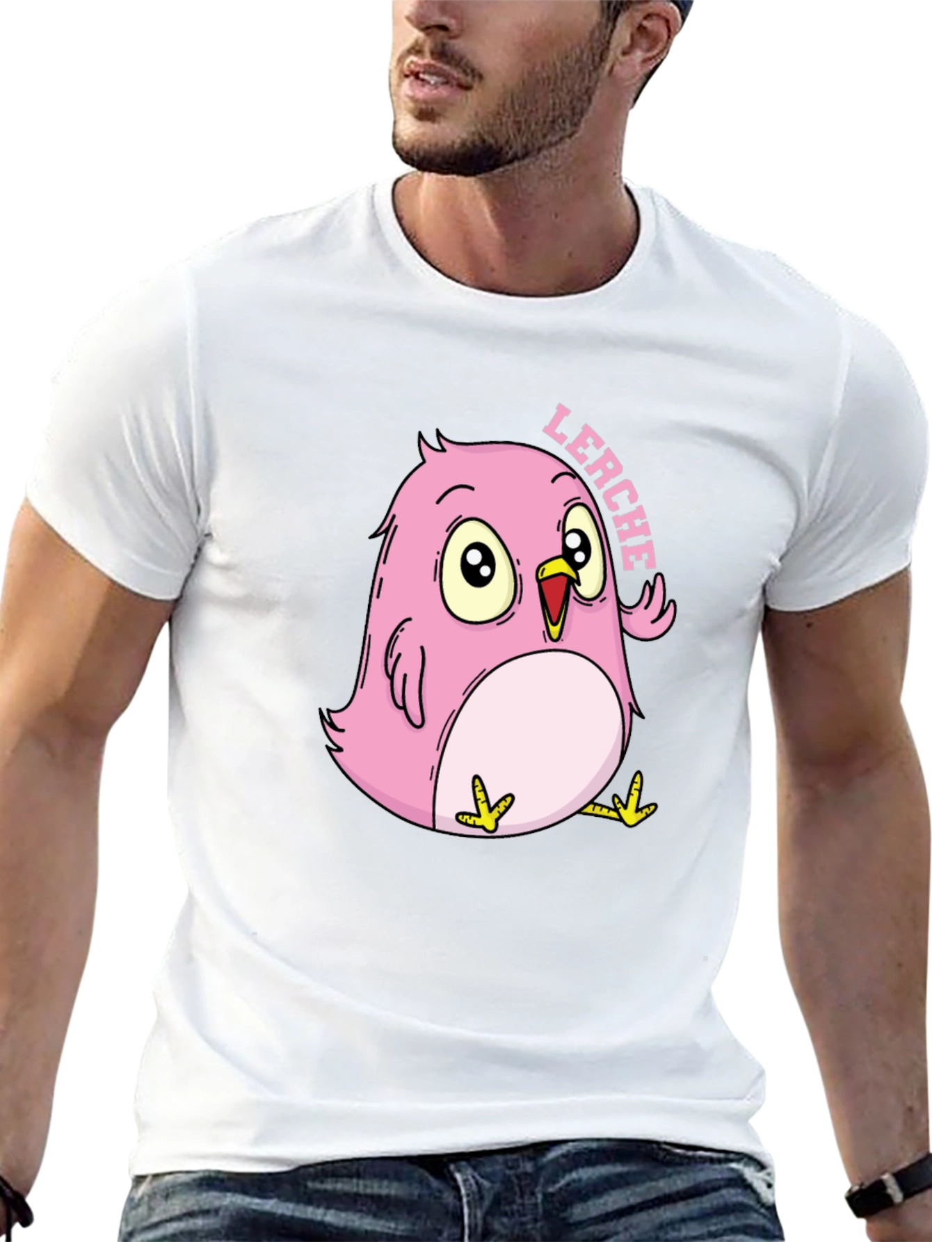 Pink Cartoon Bird T-Shirt