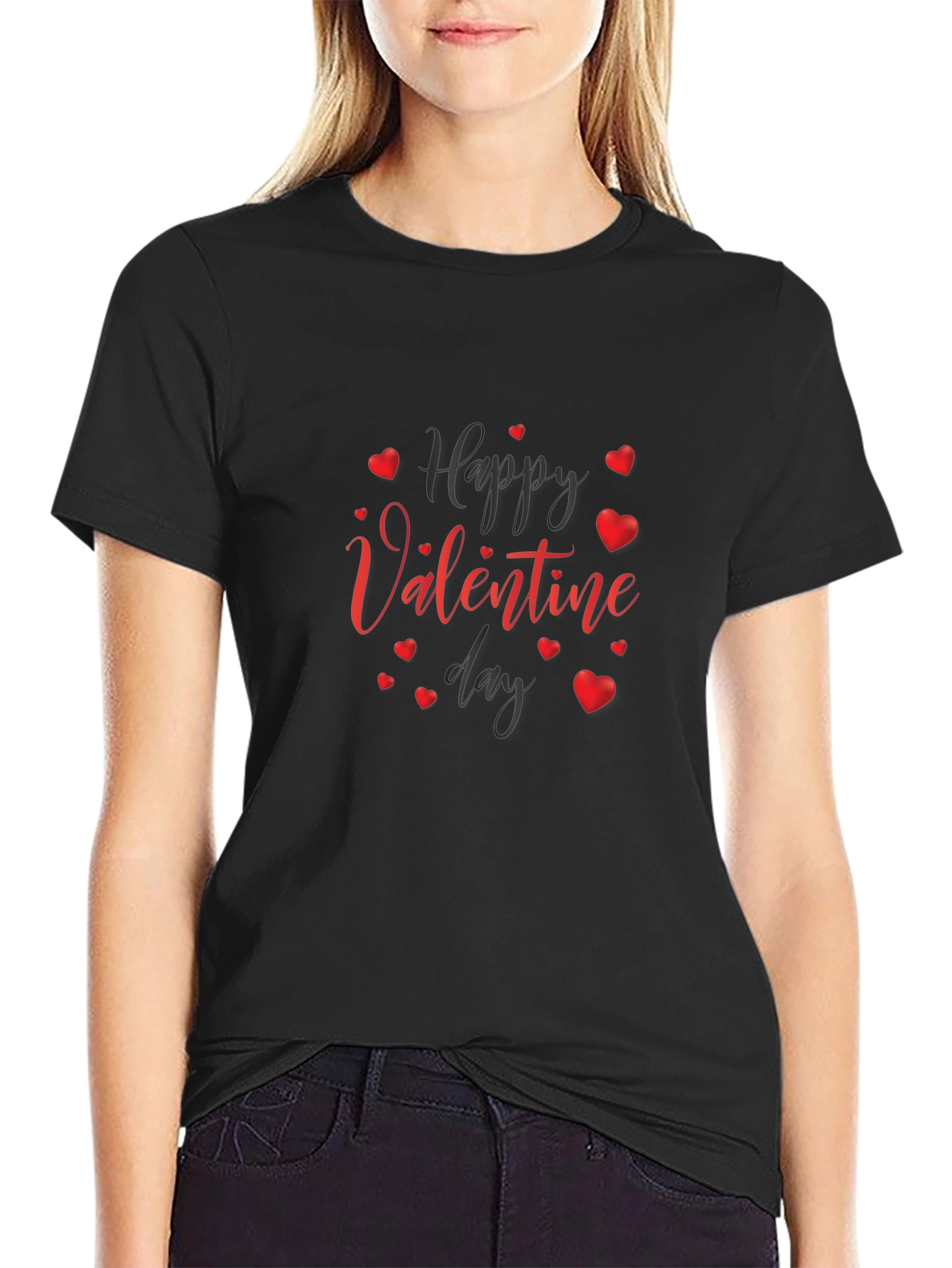 Happy Valentines Day Black T-Shirt