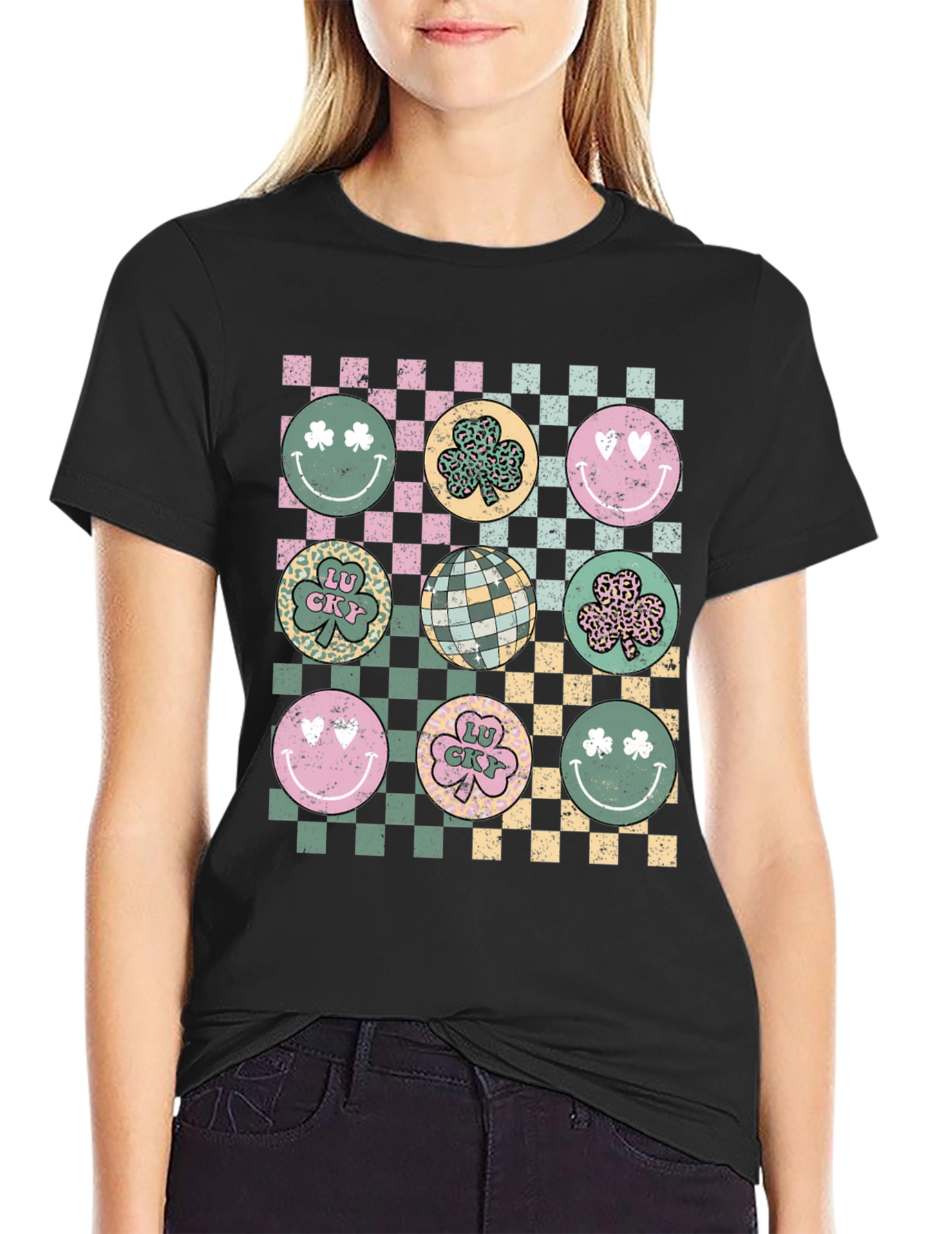 St. Patricks Day Checkerboard Graphic Tee