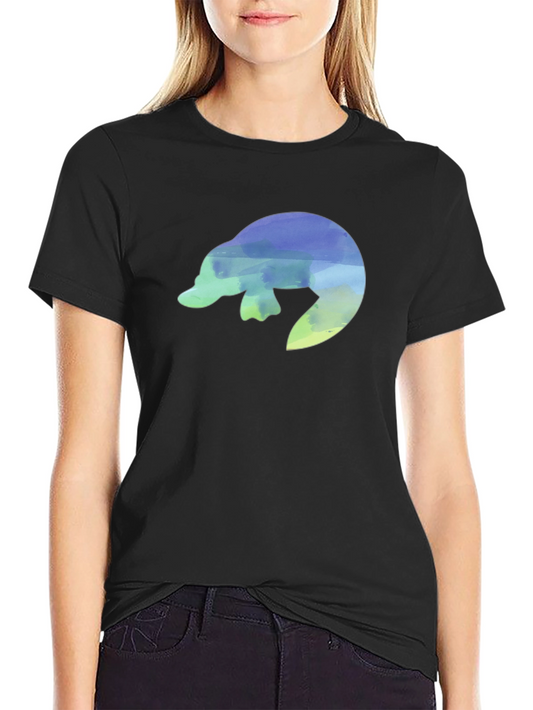 Watercolor Platypus Black T-Shirt