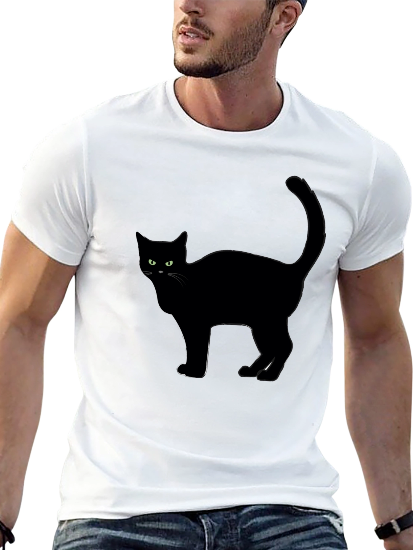 Black Cat Graphic Tee - Halloween Style
