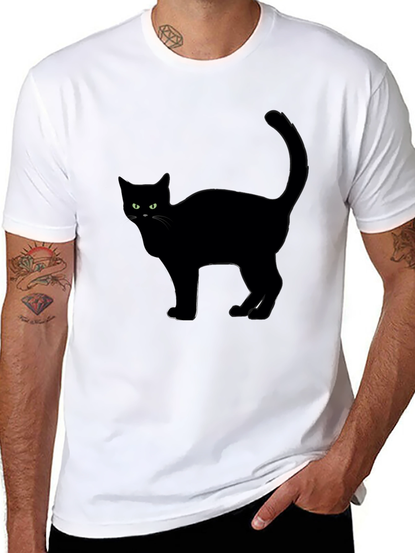 Black Cat Graphic Tee - Halloween Style