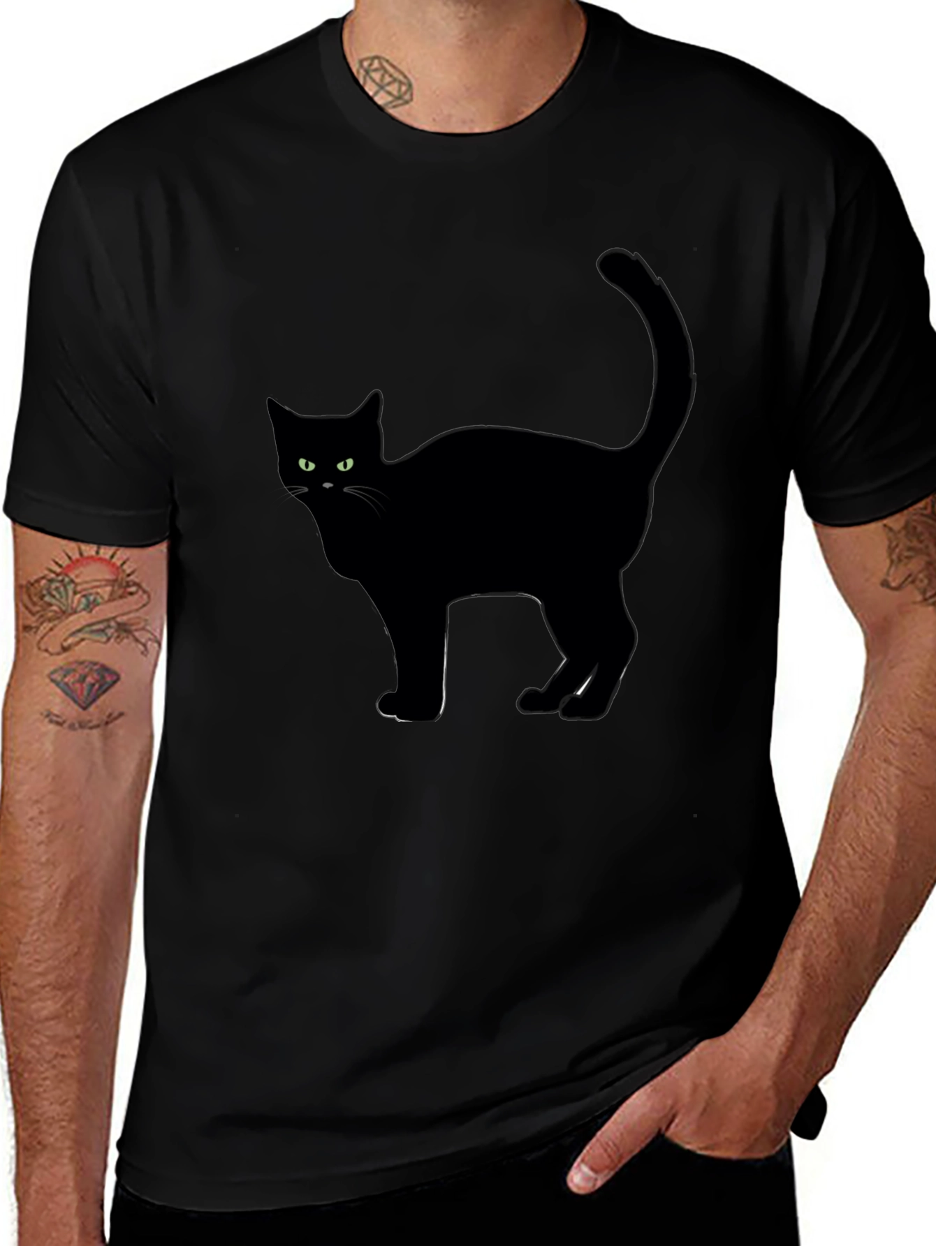 Black Cat Graphic Tee - Halloween Style
