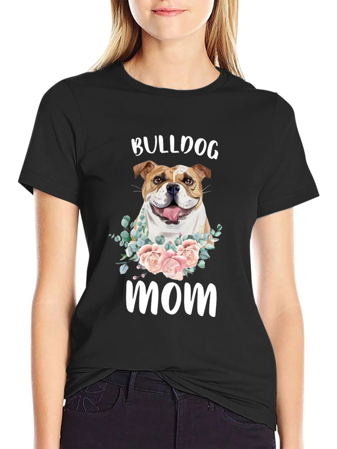 Bulldog Mom T-Shirt - Floral Dog Lover Tee