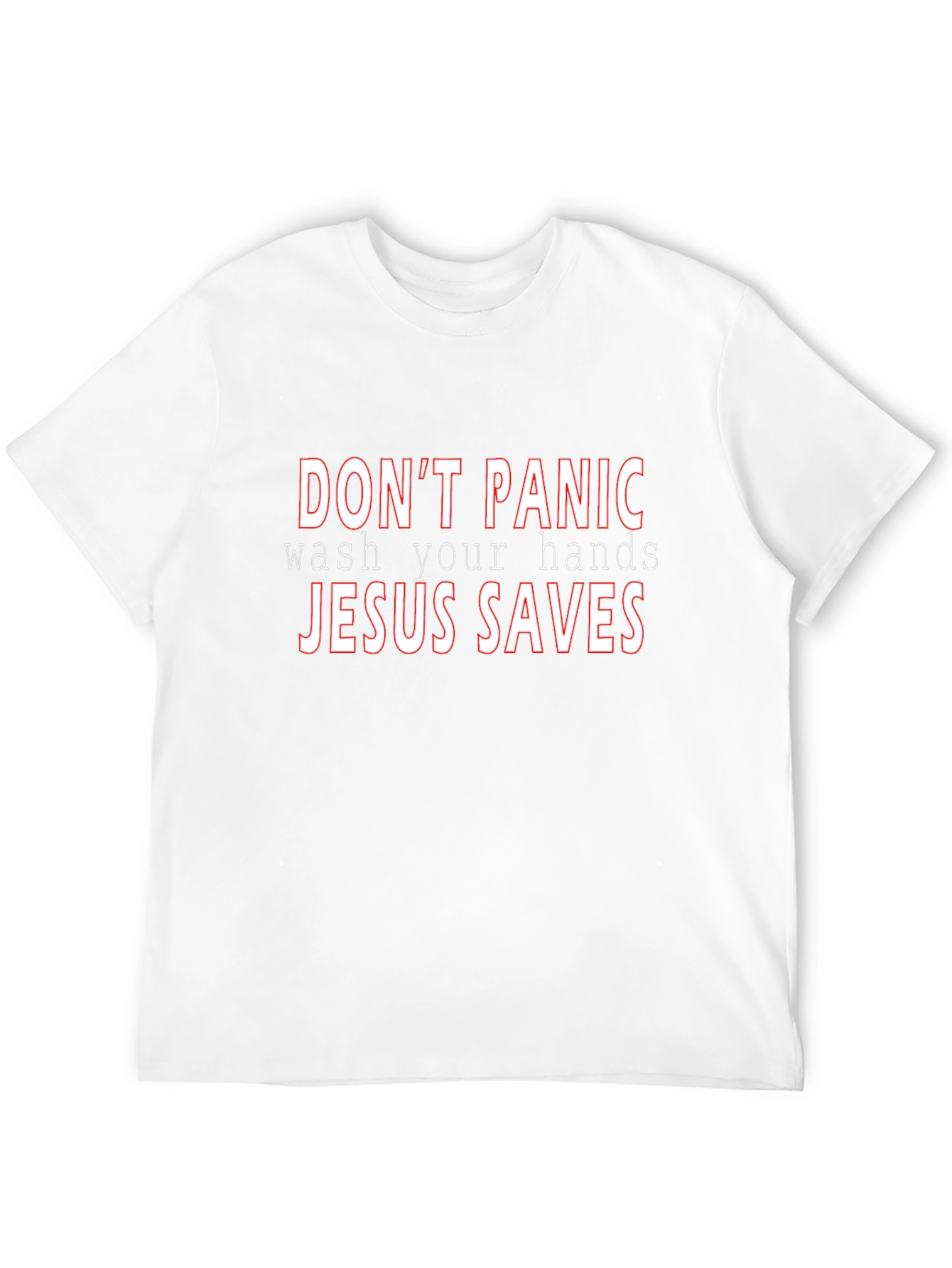 Dont Panic Wash Your Hands Jesus Saves Black T-Shirt