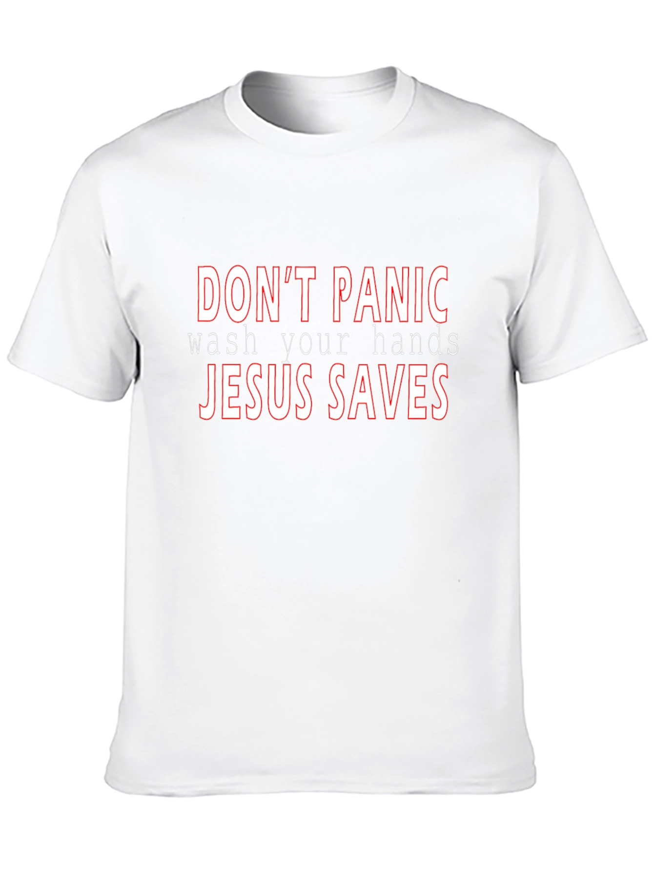 Dont Panic Wash Your Hands Jesus Saves Black T-Shirt