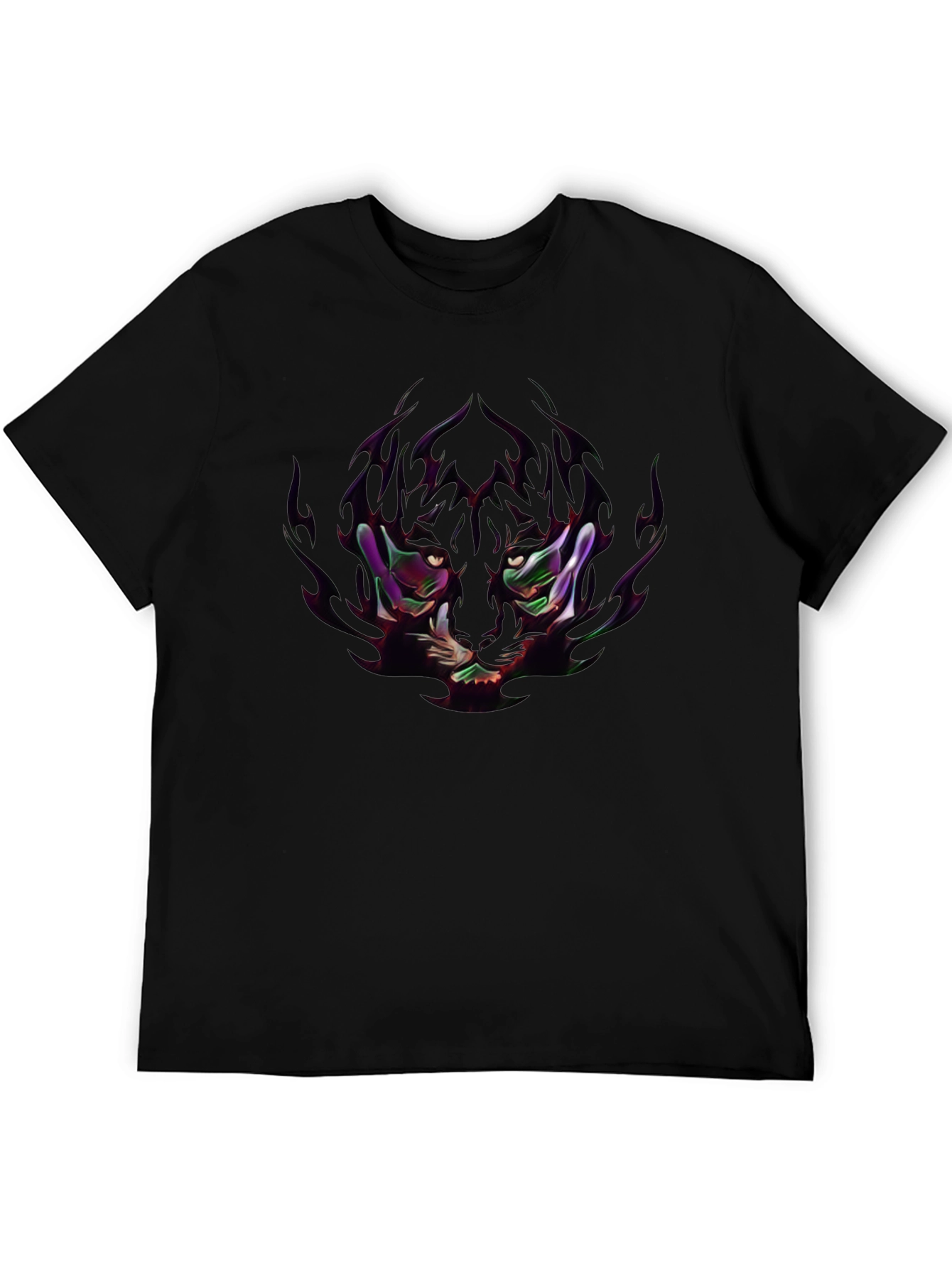 Edgy Anime-Style Graphic Print Black T-Shirt