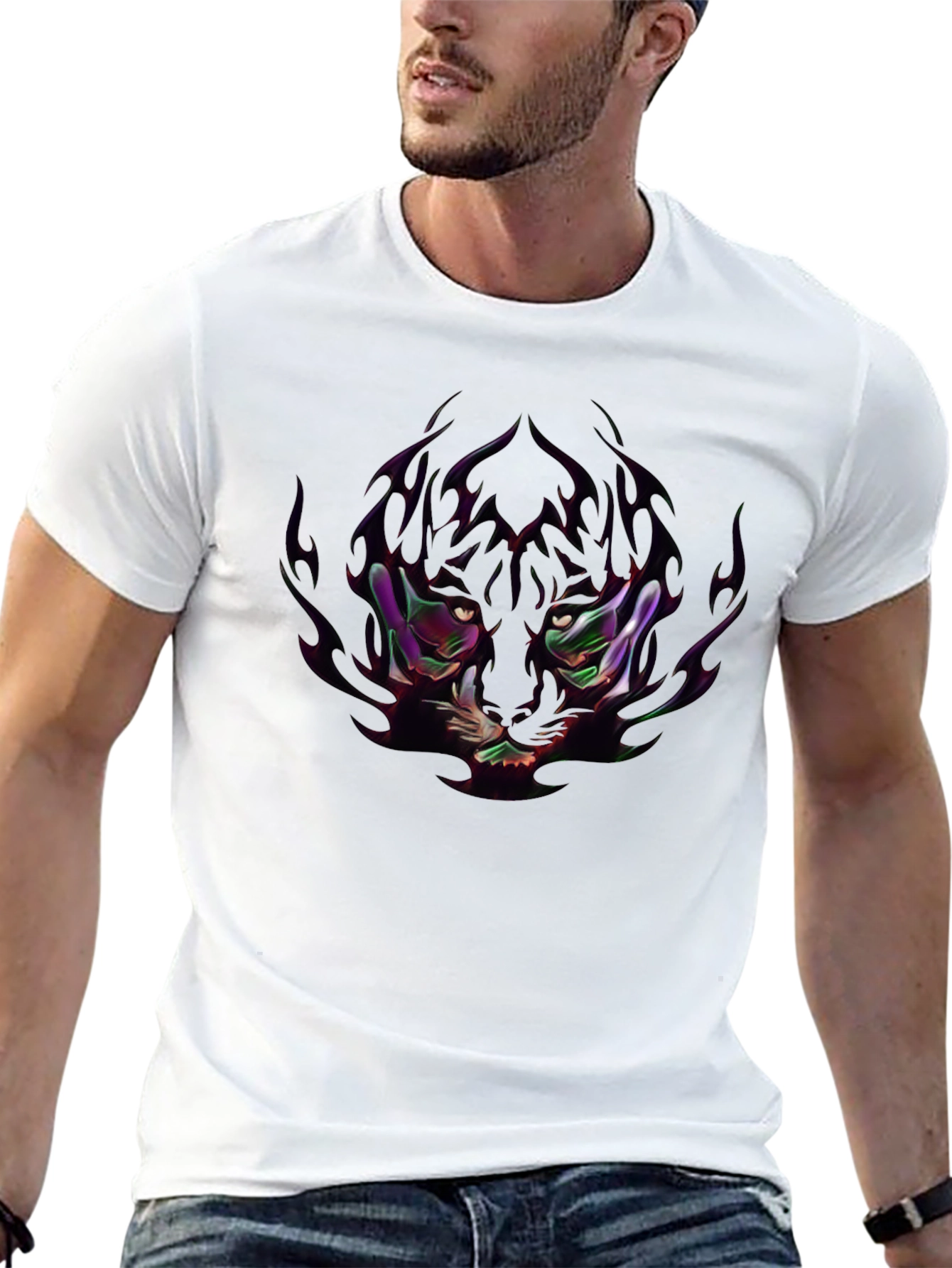 Edgy Anime-Style Graphic Print Black T-Shirt