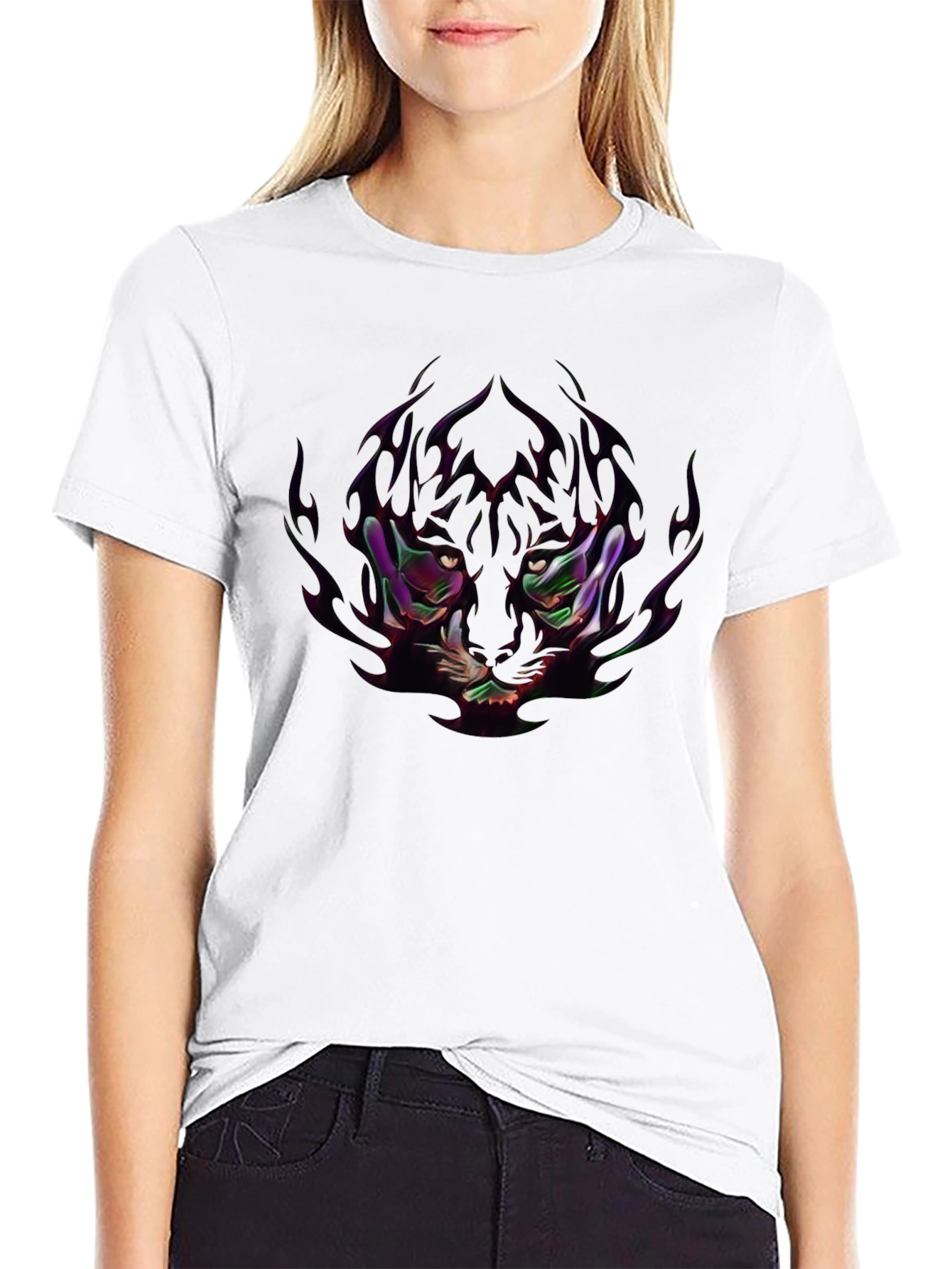 Edgy Anime-Style Graphic Print Black T-Shirt