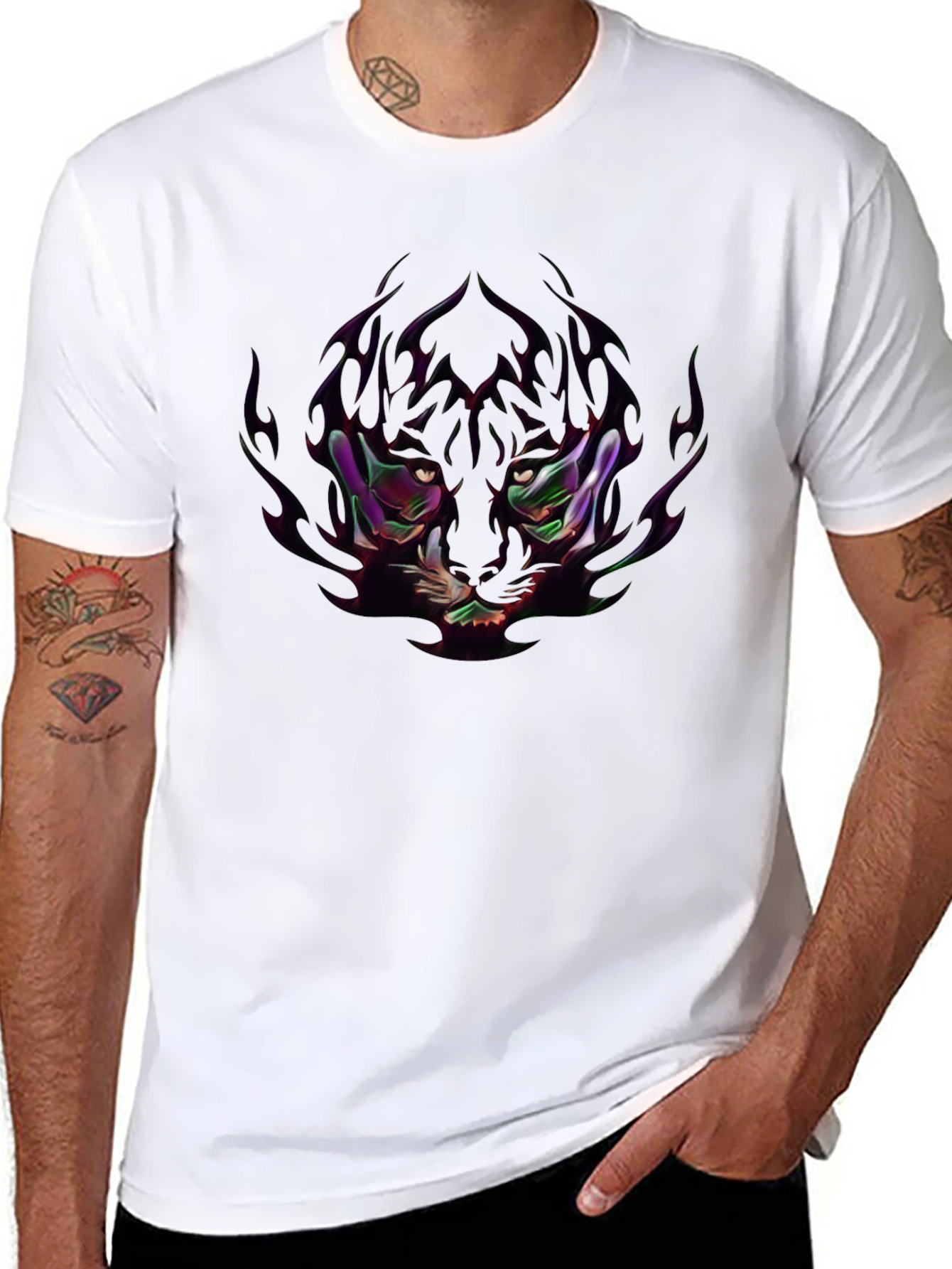 Edgy Anime-Style Graphic Print Black T-Shirt