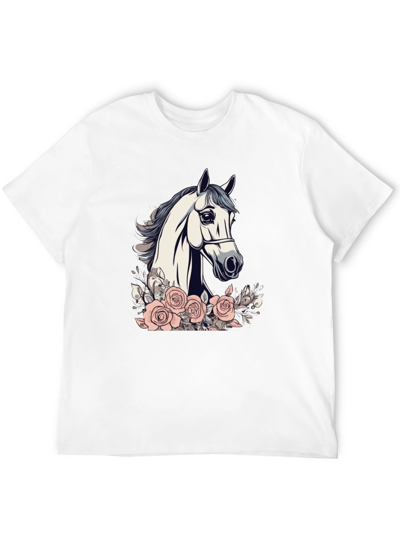 Horse and Roses Graphic Tee - Black