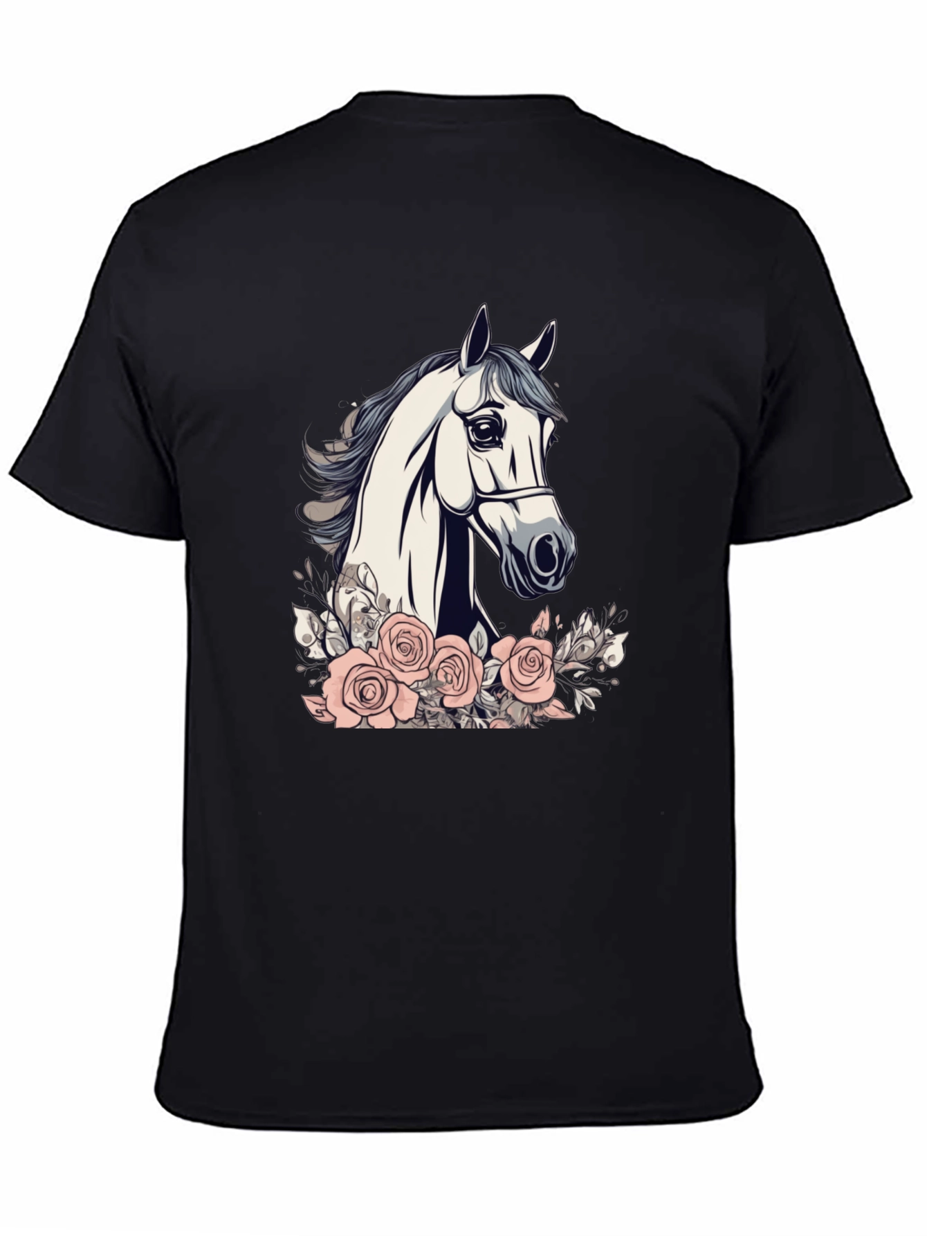 Horse and Roses Graphic Tee - Black