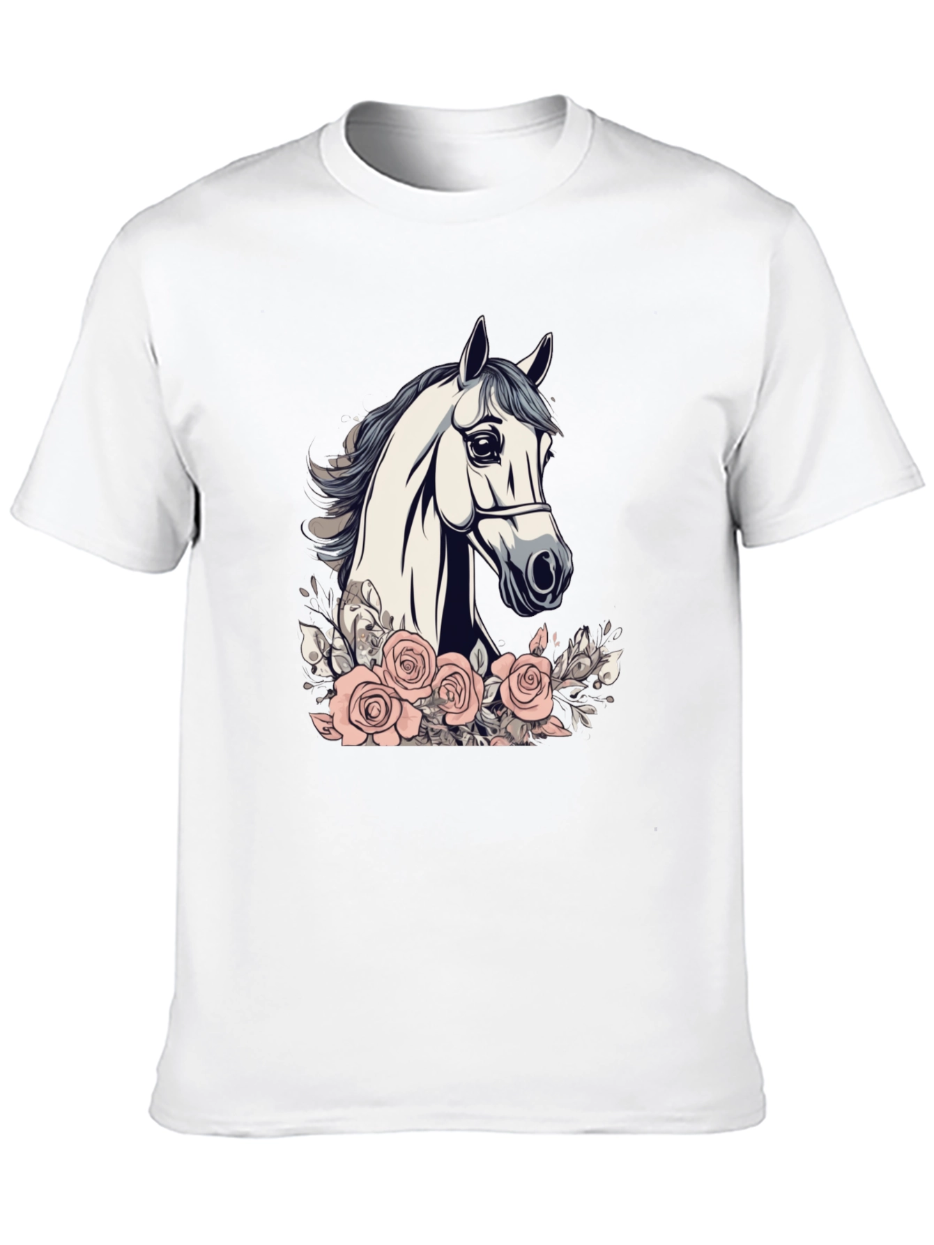 Horse and Roses Graphic Tee - Black