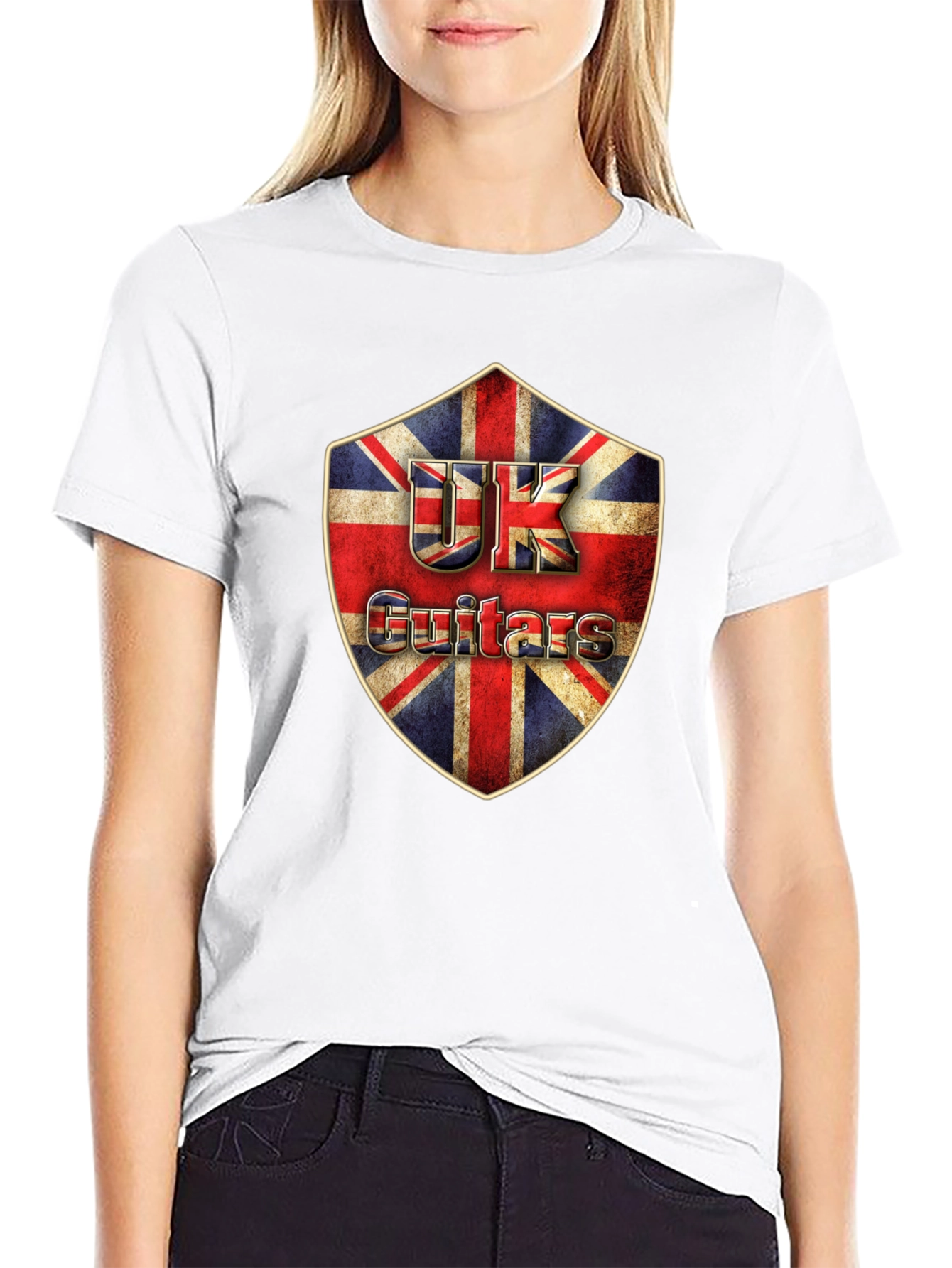 UK Guitars Shield Graphic T-Shirt - Classic Rock Tee