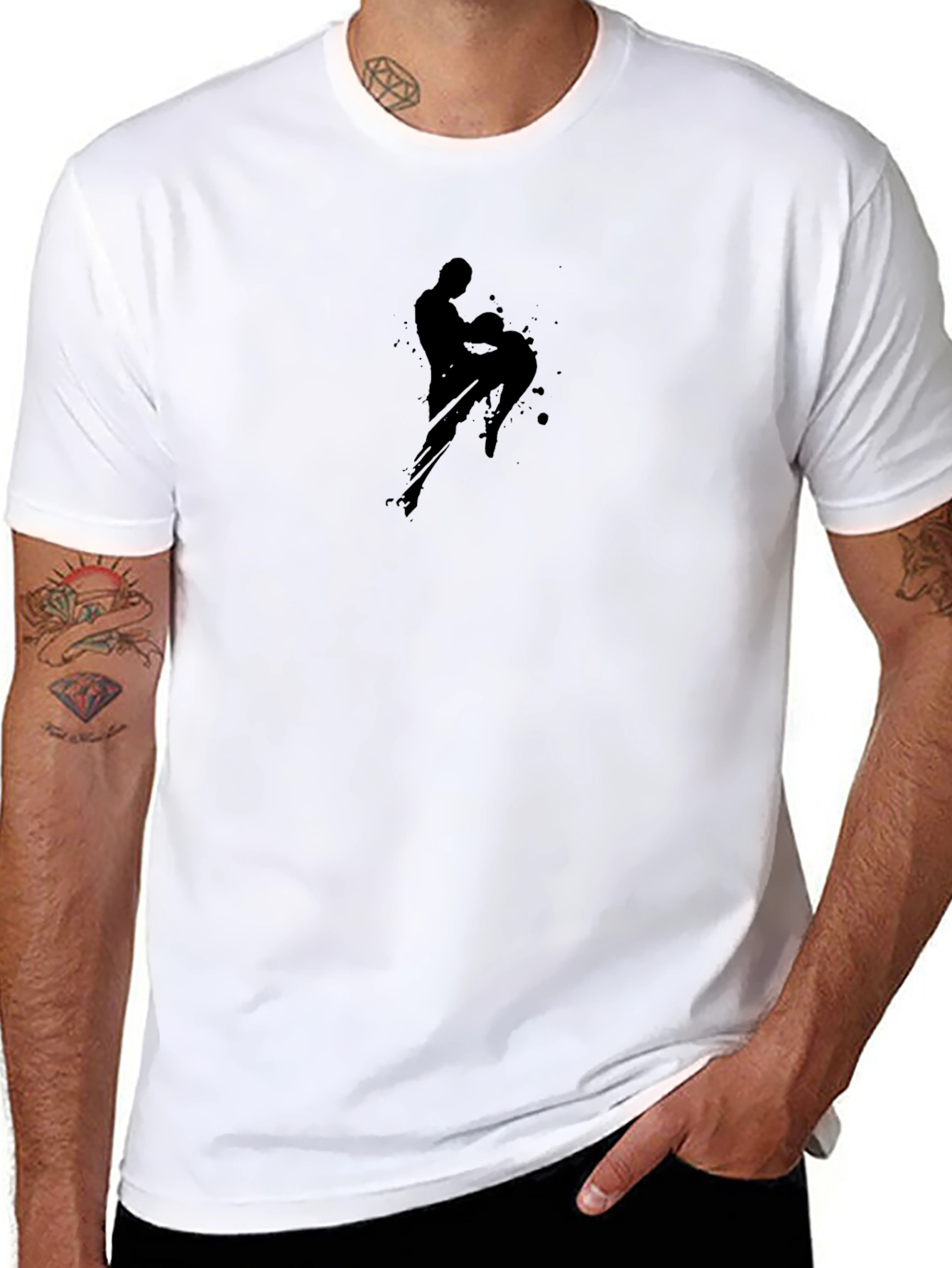 Martial Arts Graphic Tee - Black Cotton T-Shirt