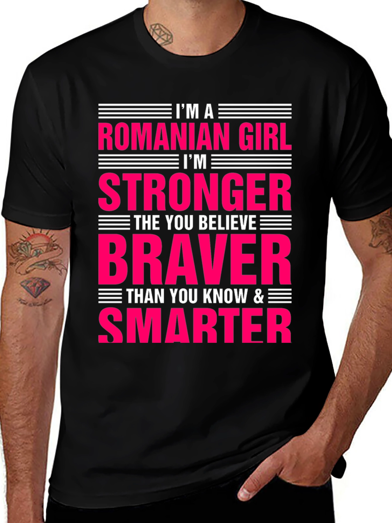 Romanian Girl Strong Braver Smarter T-Shirt