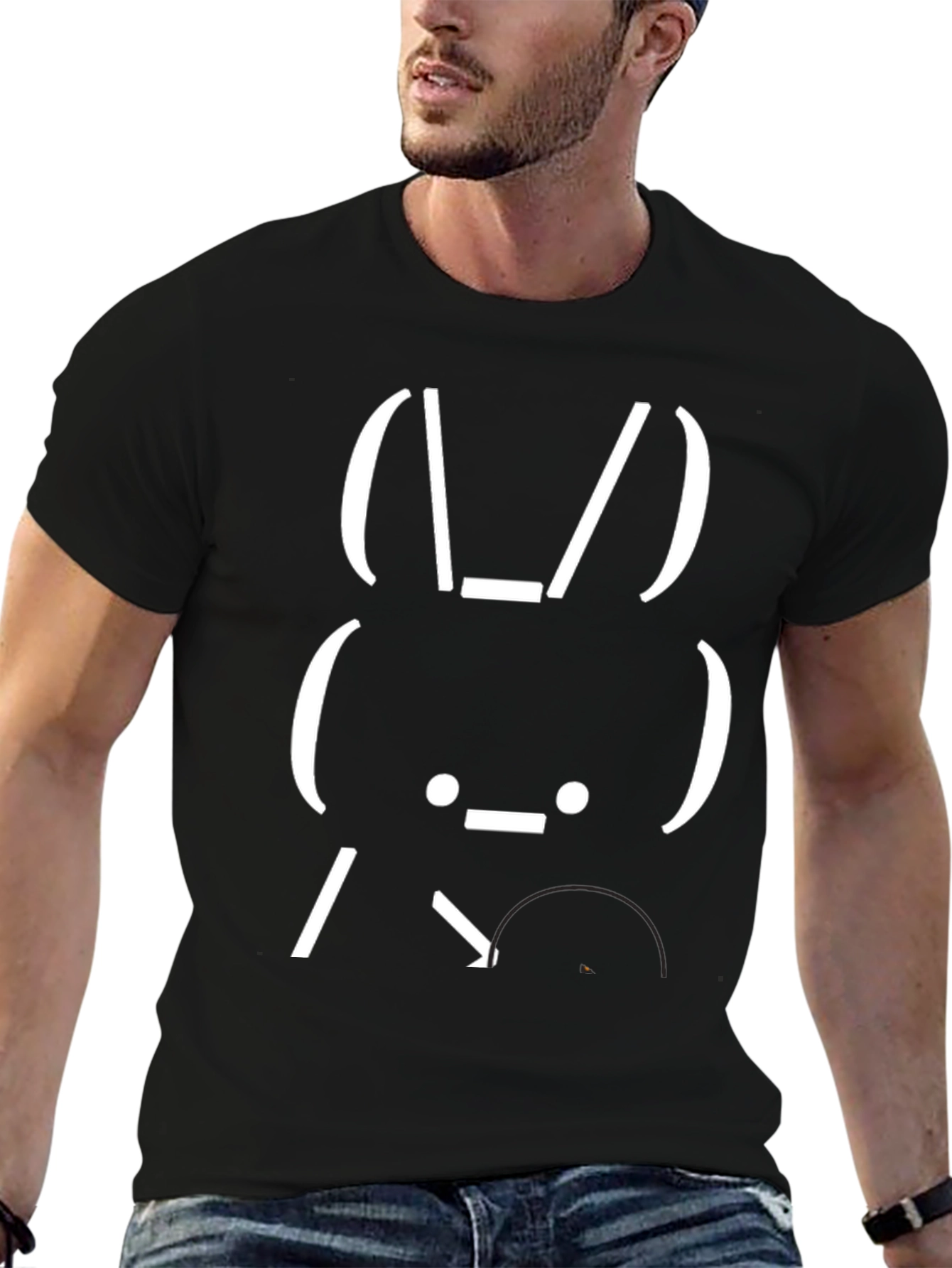 Funny Bunny ASCII Art Graphic T-Shirt - Black
