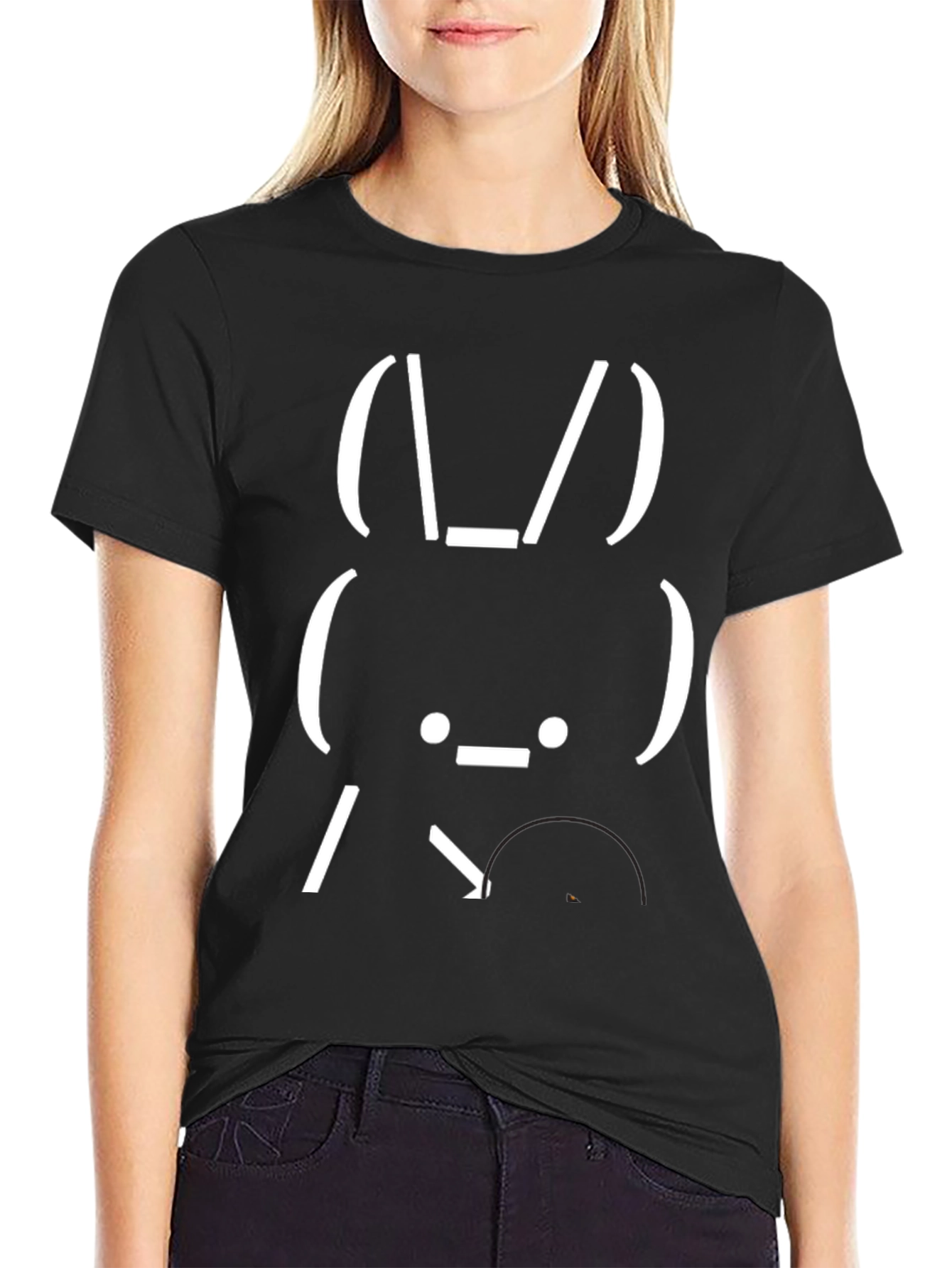 Funny Bunny ASCII Art Graphic T-Shirt - Black