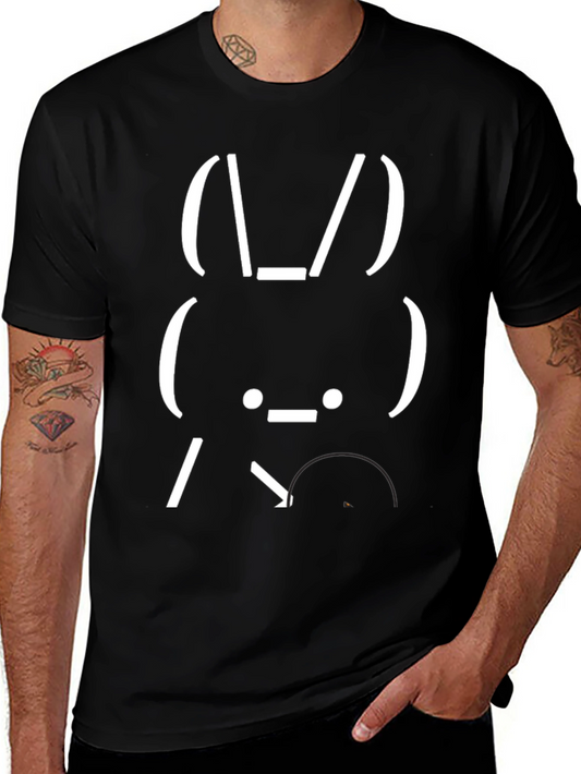 Funny Bunny ASCII Art Graphic T-Shirt - Black