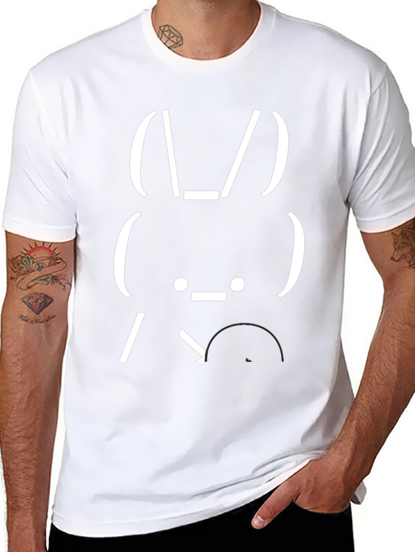 Funny Bunny ASCII Art Graphic T-Shirt - Black