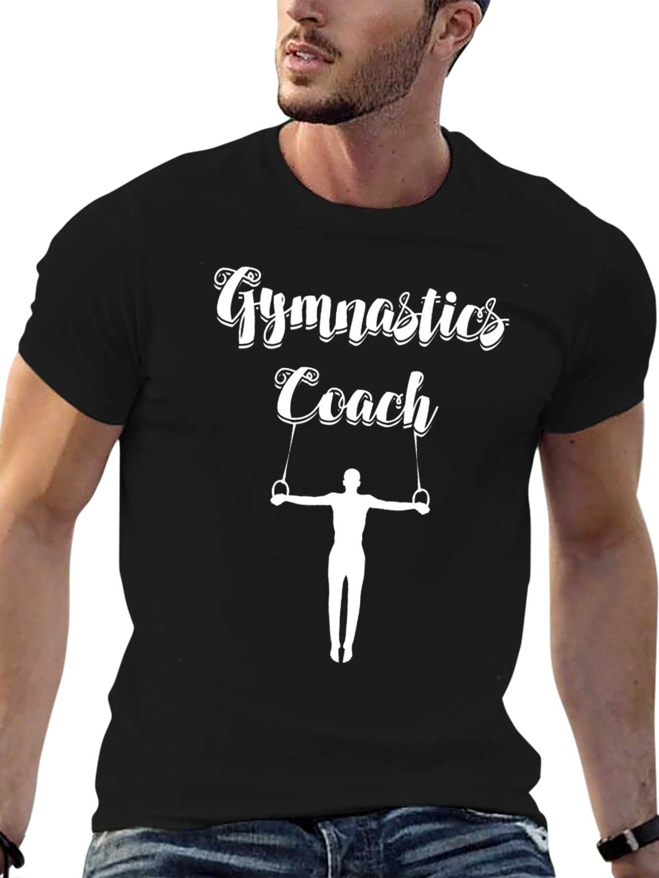 Gymnastics Coach T-Shirt - Rings Design