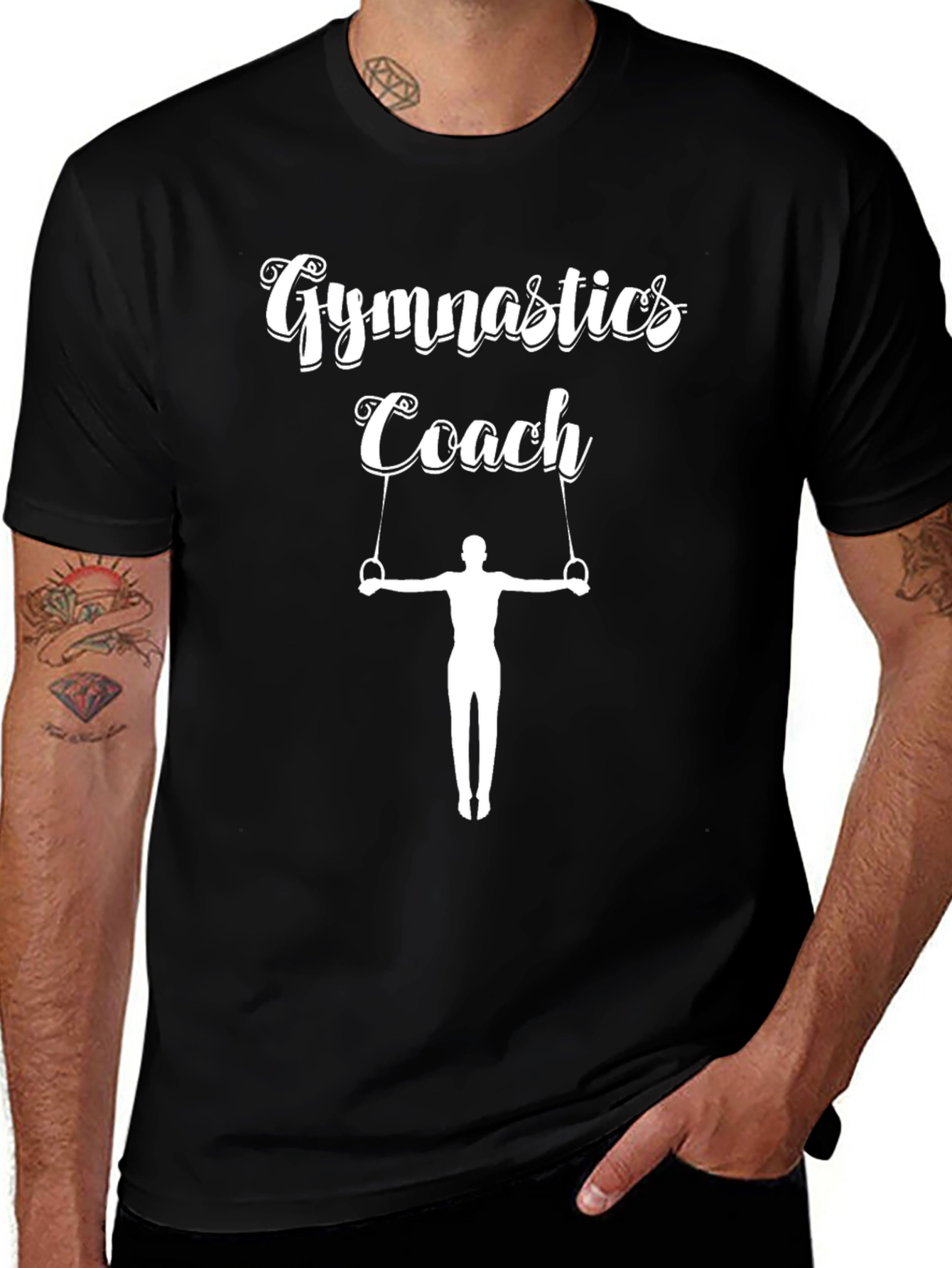 Gymnastics Coach T-Shirt - Rings Design