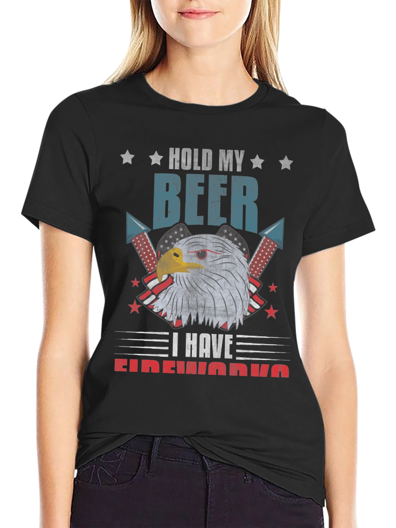 Hold My Beer Fireworks Patriotic Eagle T-Shirt