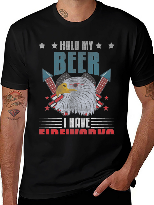 Hold My Beer Fireworks Patriotic Eagle T-Shirt